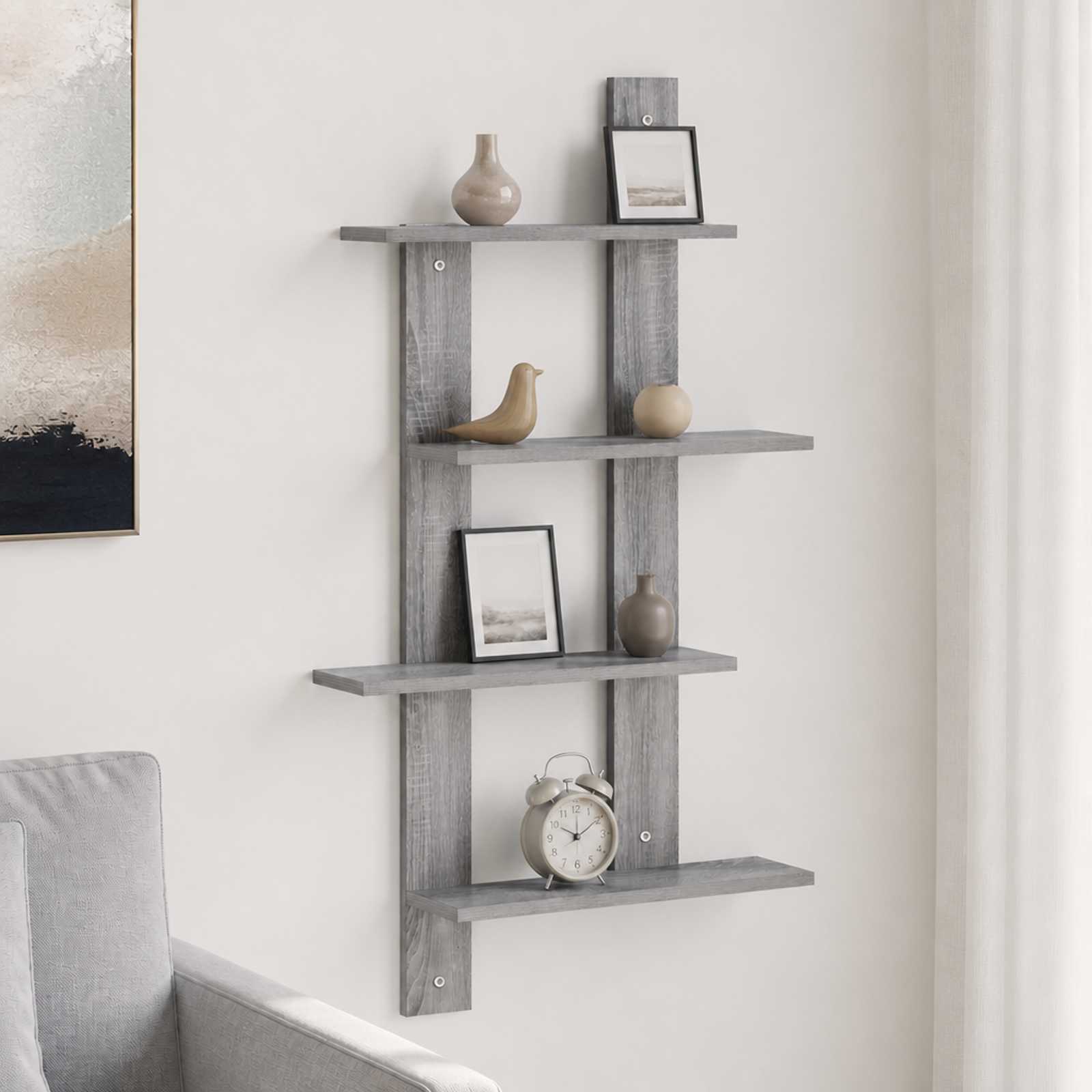 Wandplank Grijs Sonoma 61 x 13,5 x 105 cm Bewerkt hout