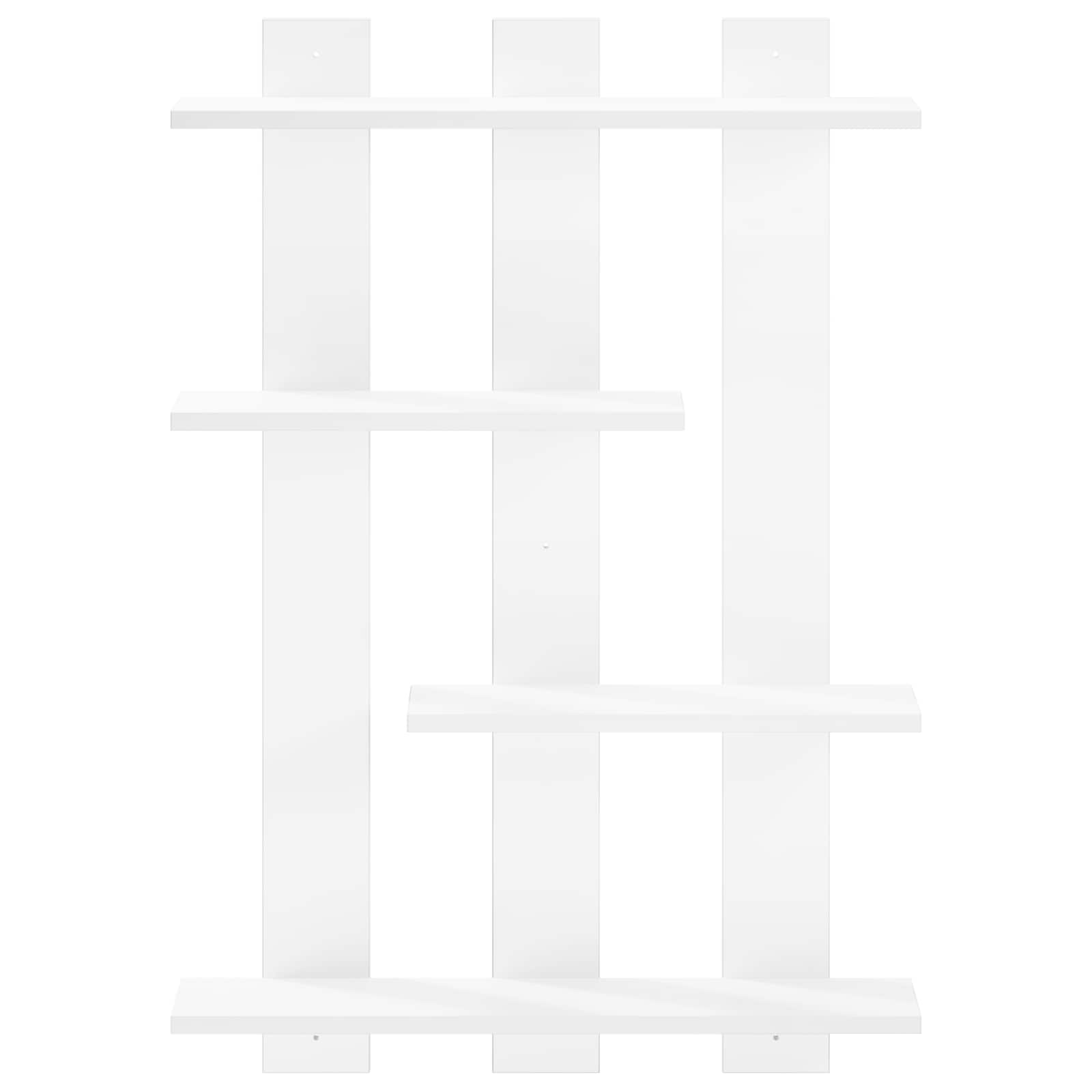 vidaXL - Wandplank - Wit - 61 - x - 13,5 - x - 88 - cm - Bewerkt - hout