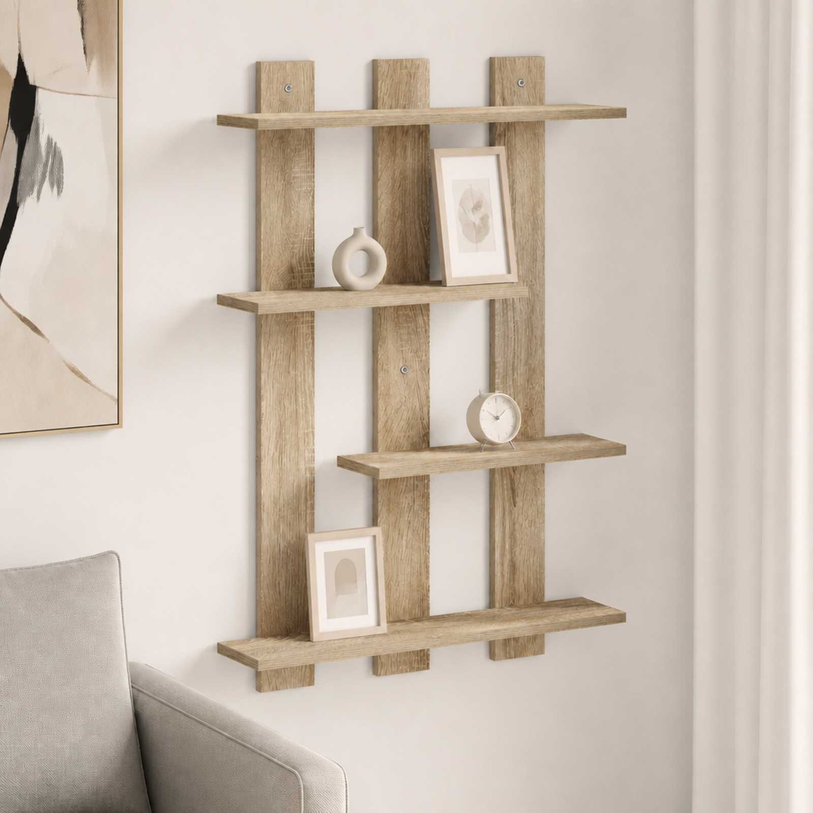 Wandplank Sonoma Eiken 61 x 13,5 x 88 cm Bewerkt hout - Image 1