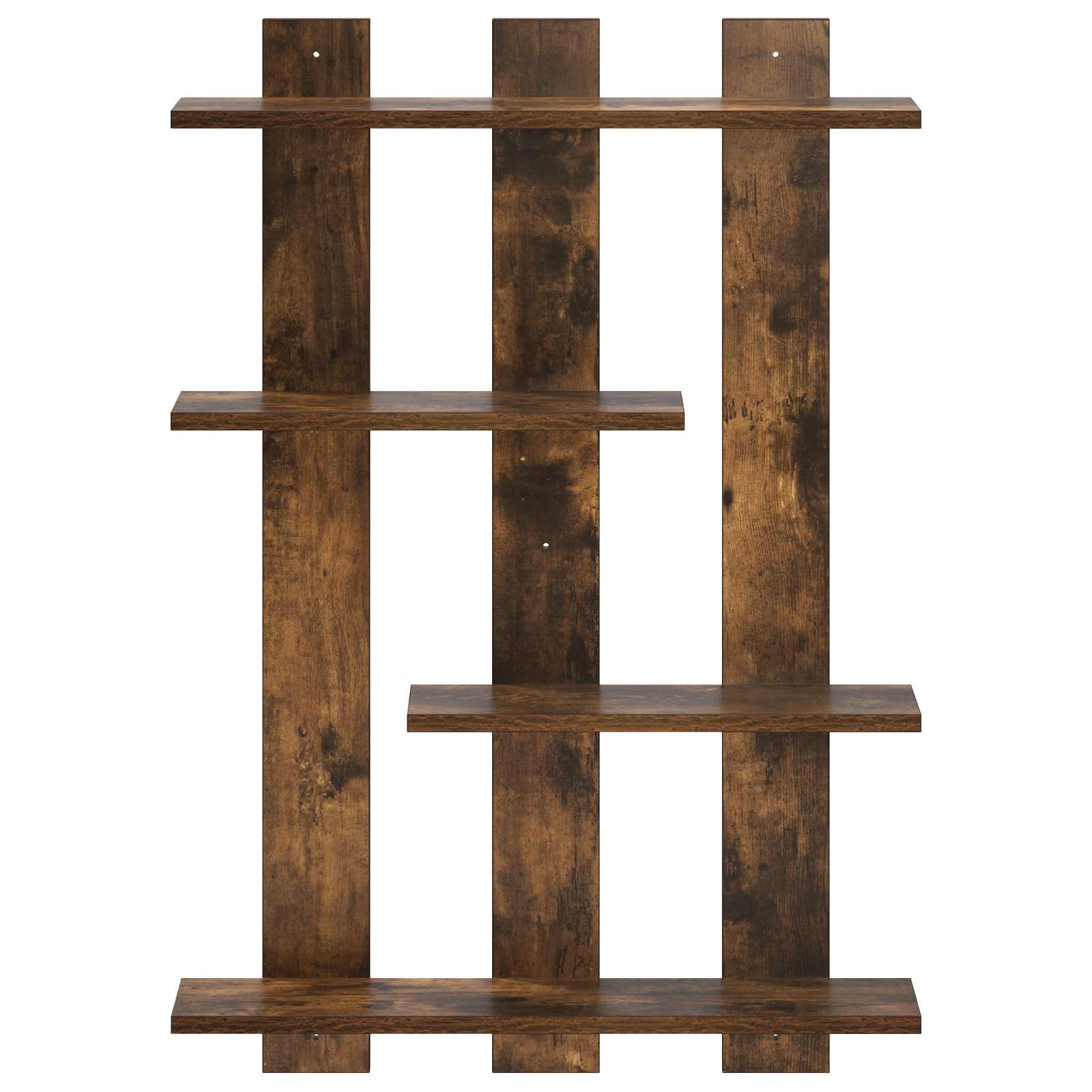 vidaXL - Wandplank - Gerookt - eiken - 61 - x - 13,5 - x - 88 - cm - Bewerkt - hout