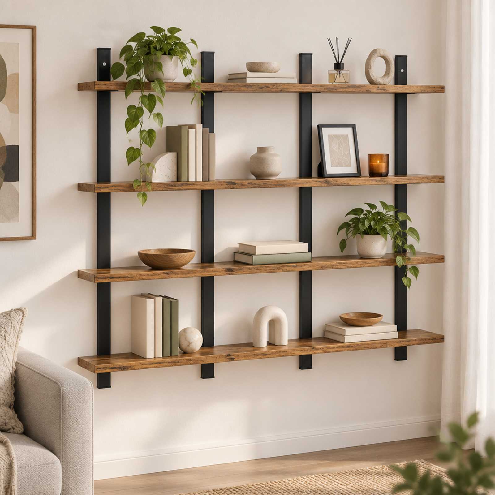 vidaXL Væghylde Gammelt træ 102 x 13.5 x 80 cm Konstrueret træ