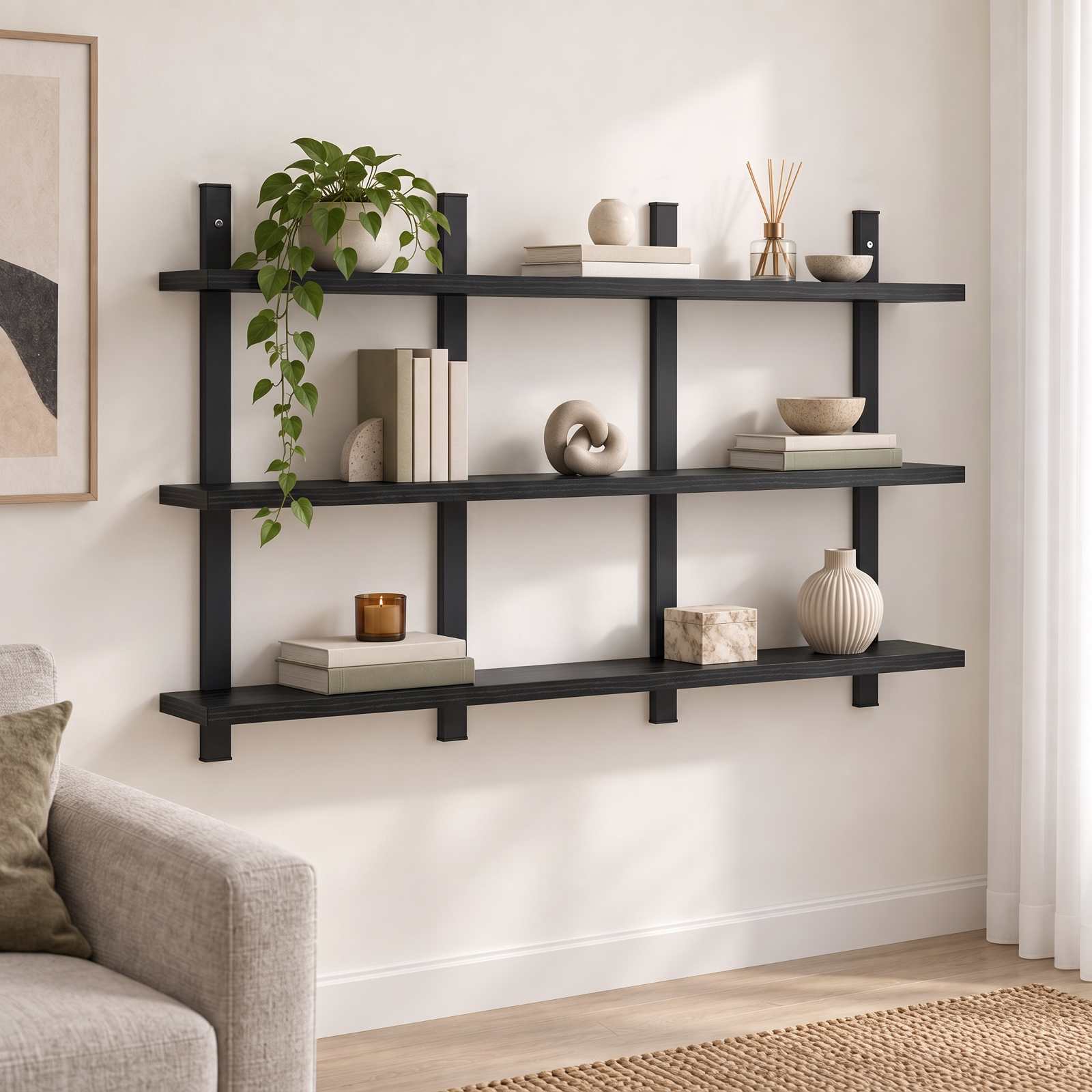 vidaXL Vegghylle Svart eik 102 x 13.5 x 58 cm Konstruert tre
