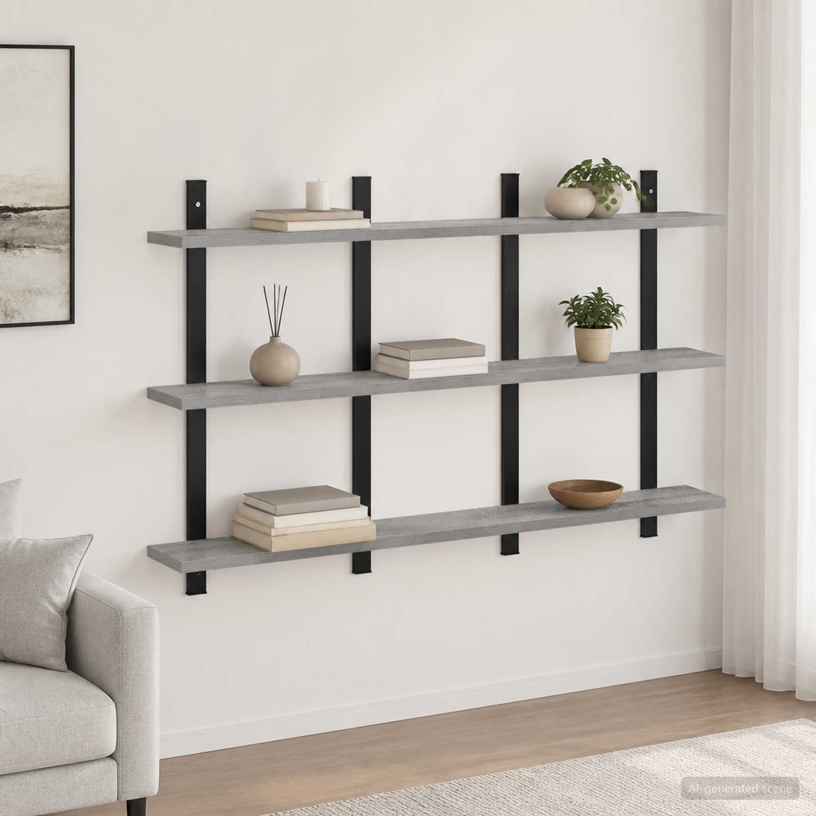 Wandplank Grijs Sonoma 102 x 13.5 x 58 cm Bewerkt hout