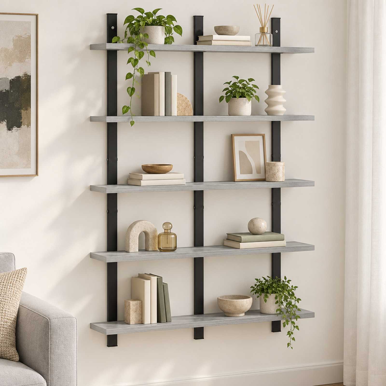vidaXL Væghylde Grå Sonoma 79.5 x 13.5 x 102 cm Konstrueret træ
