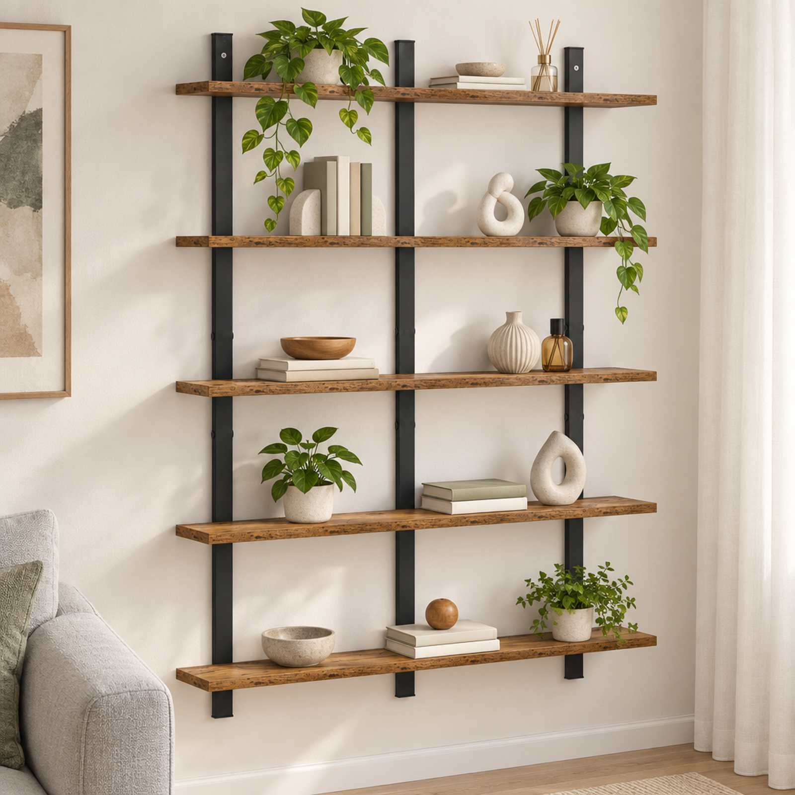 vidaXL Væghylde Gammelt træ 79.5 x 13.5 x 102 cm Konstrueret træ