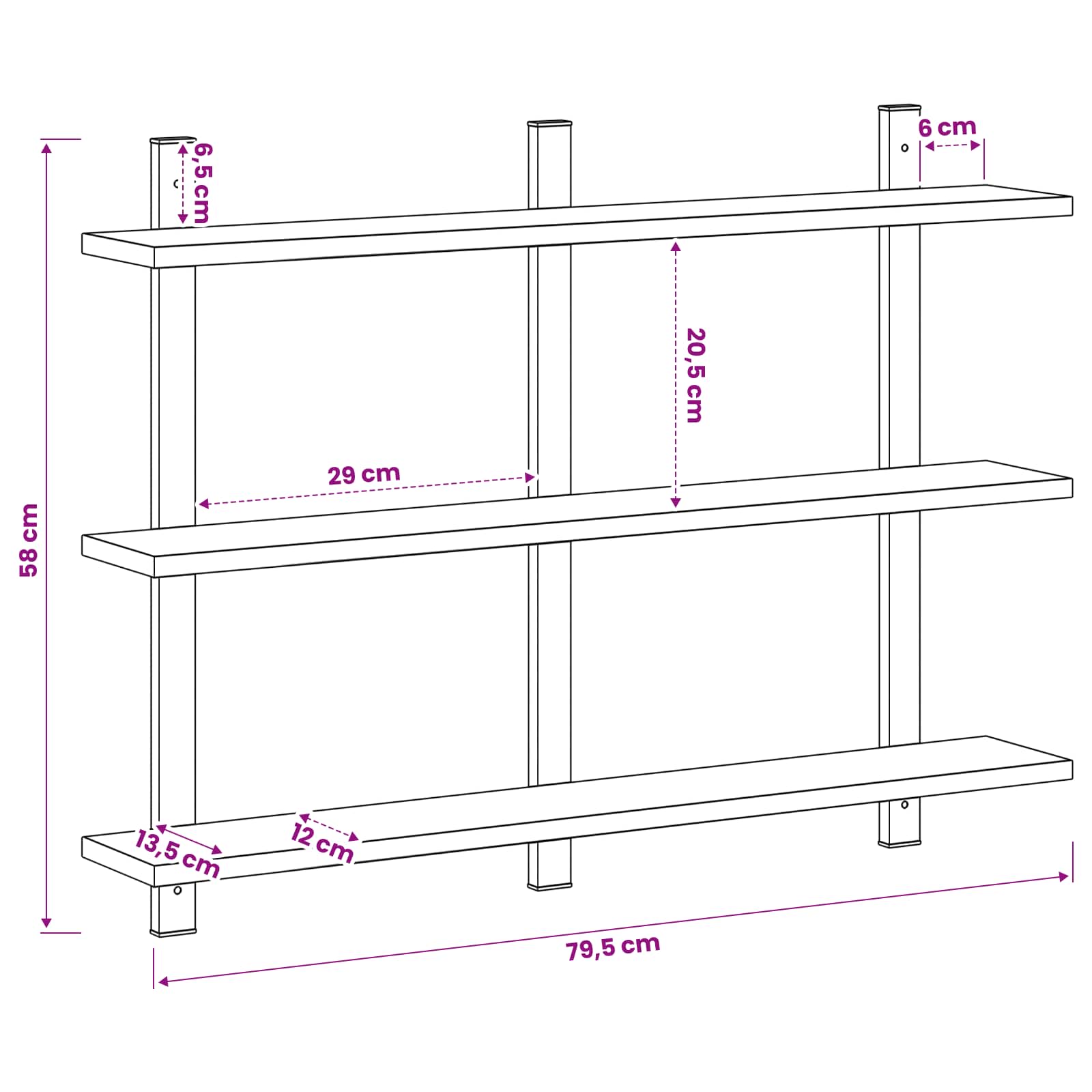 vidaXL Wandregal Räuchereiche 79.5 x 13.5 x 58 cm Holzwerkstoff – Bild 7
