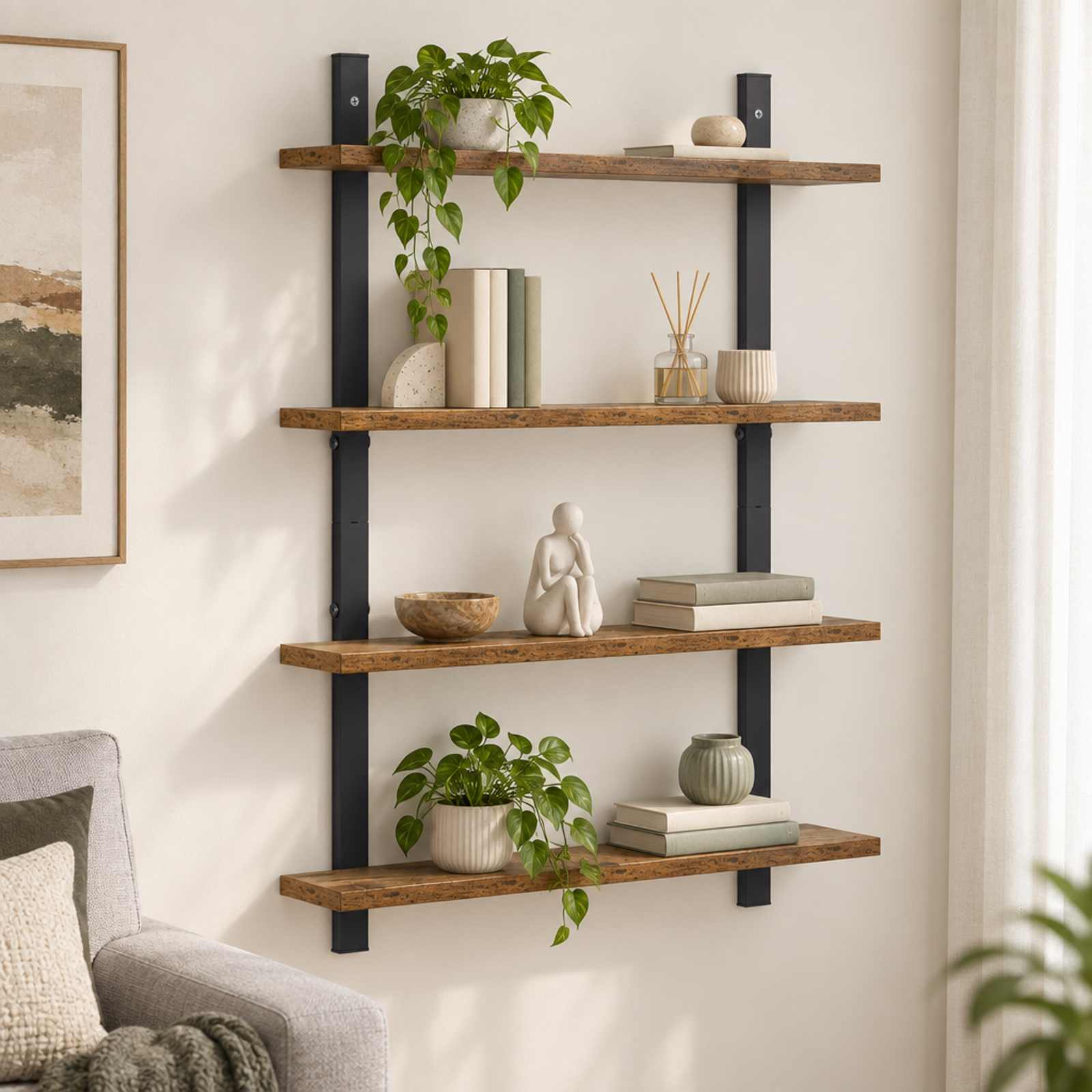 vidaXL Væghylde Gammelt træ 60.5 x 13.5 x 80.5 cm Konstrueret træ