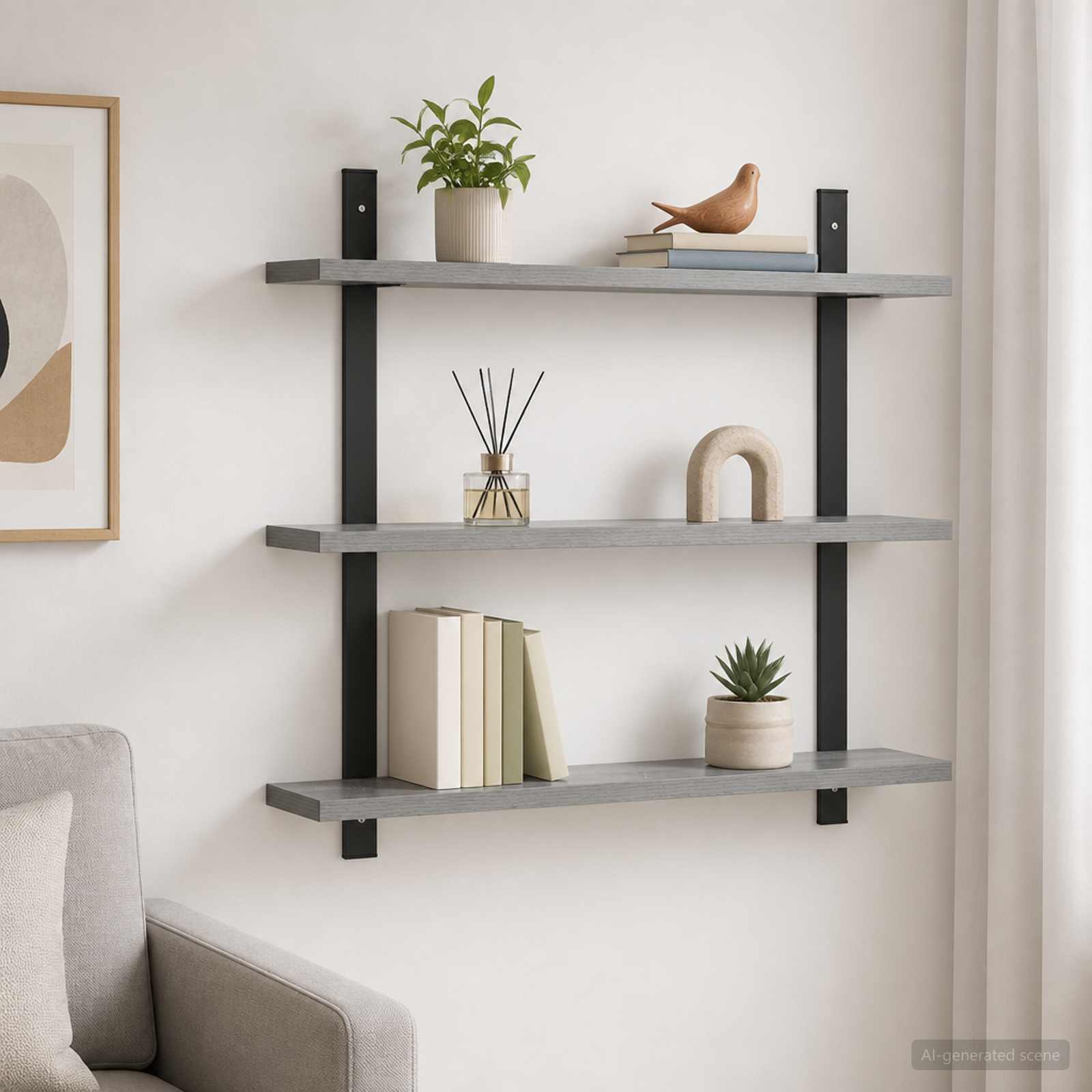 vidaXL Væghylde Grå Sonoma 60,5 x 13,5 x 58,5 cm Konstrueret træ