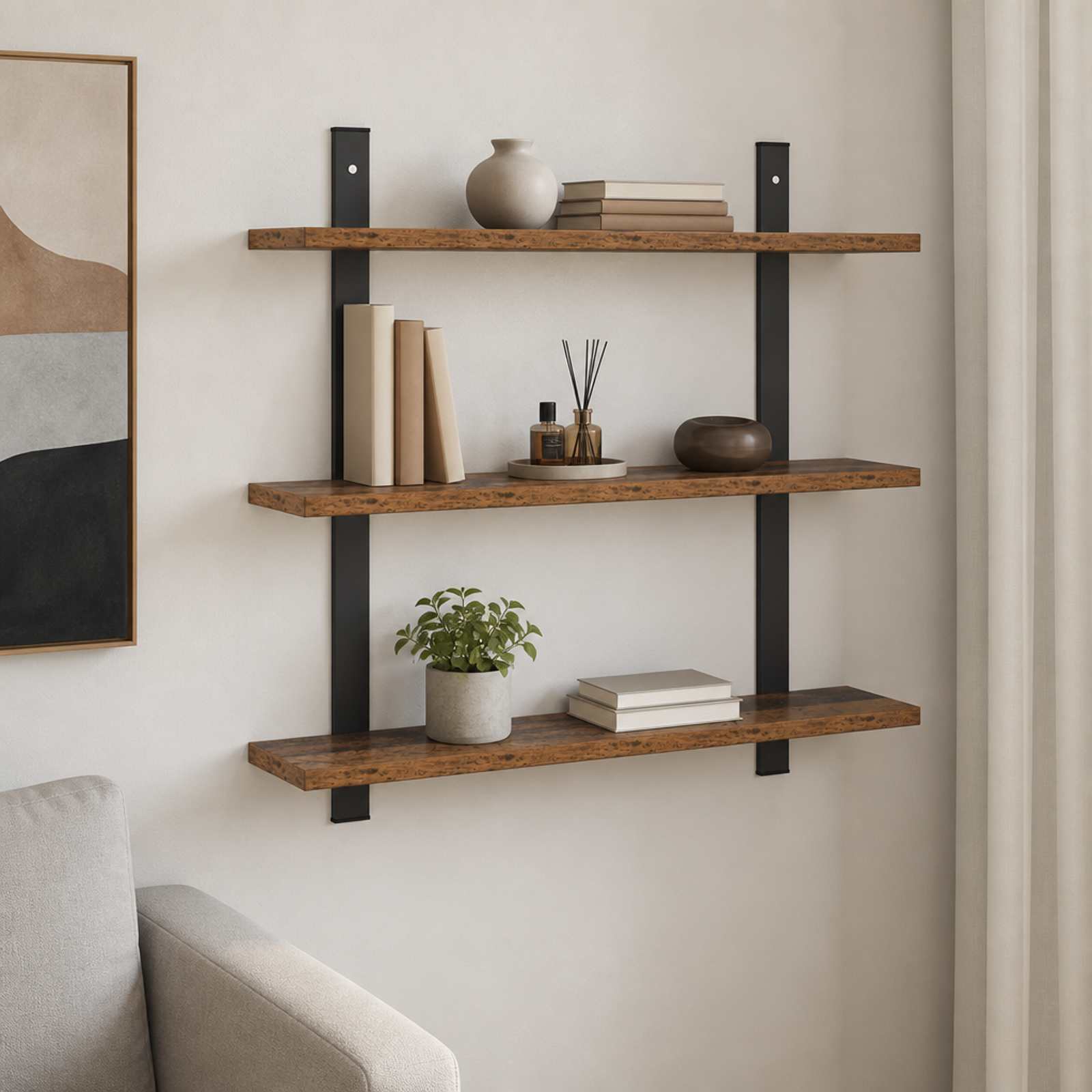 vidaXL Væghylde Gammelt træ 60,5 x 13,5 x 58,5 cm Konstrueret træ