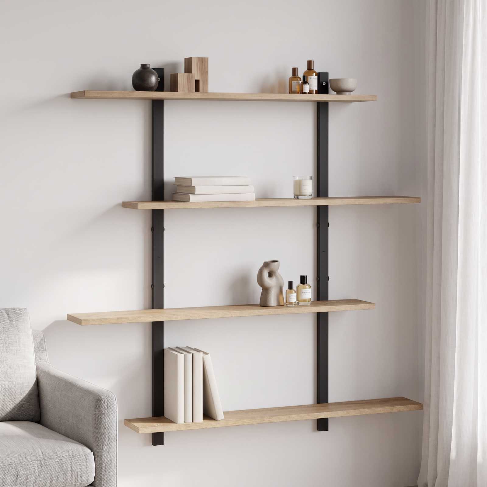 vidaXL Væghylde Sonoma-eg 100 x 13,5 x 101 cm Konstrueret træ