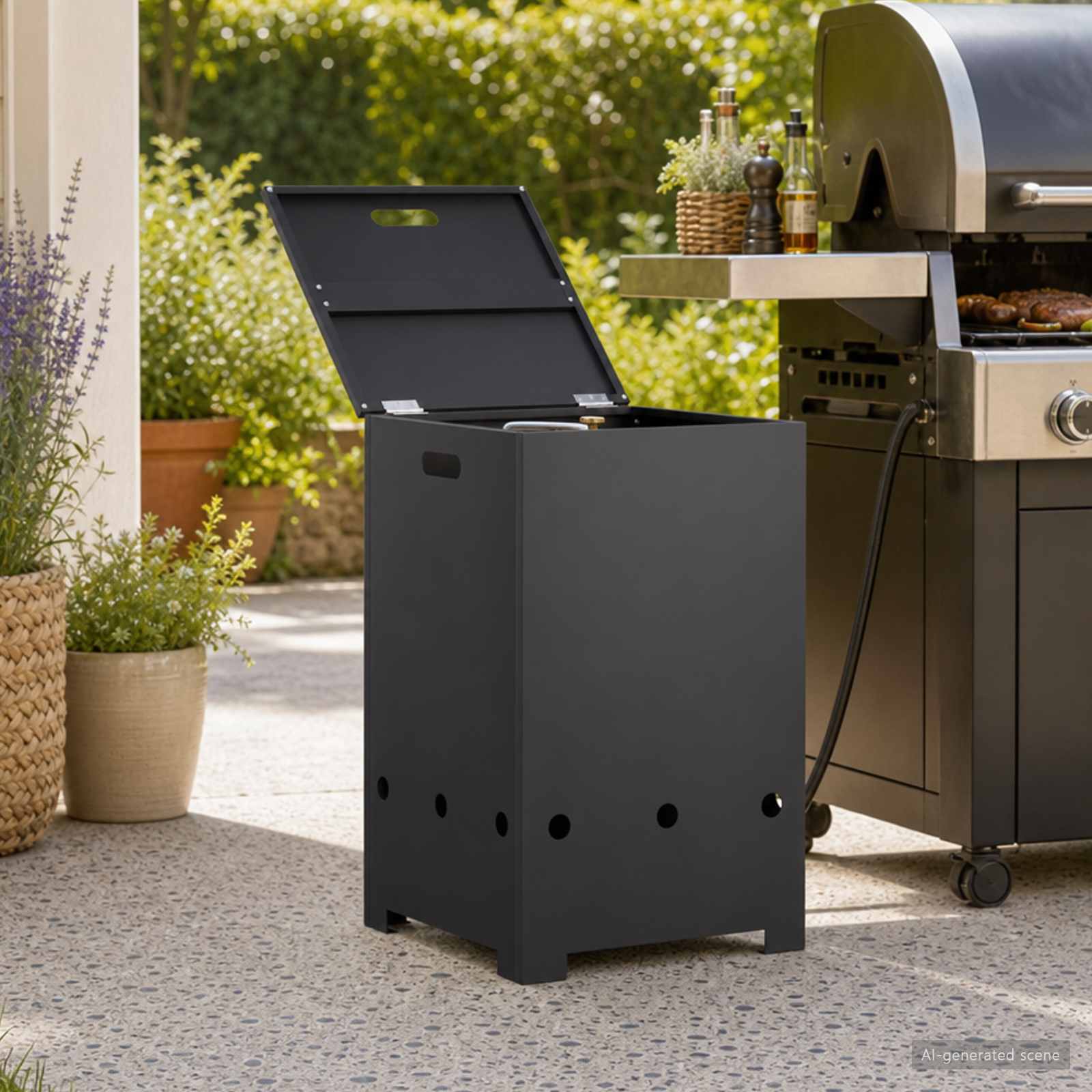 vidaXL Gasflaschenverkleidung 40 x 40 x 66 cm Stahl Schwarz