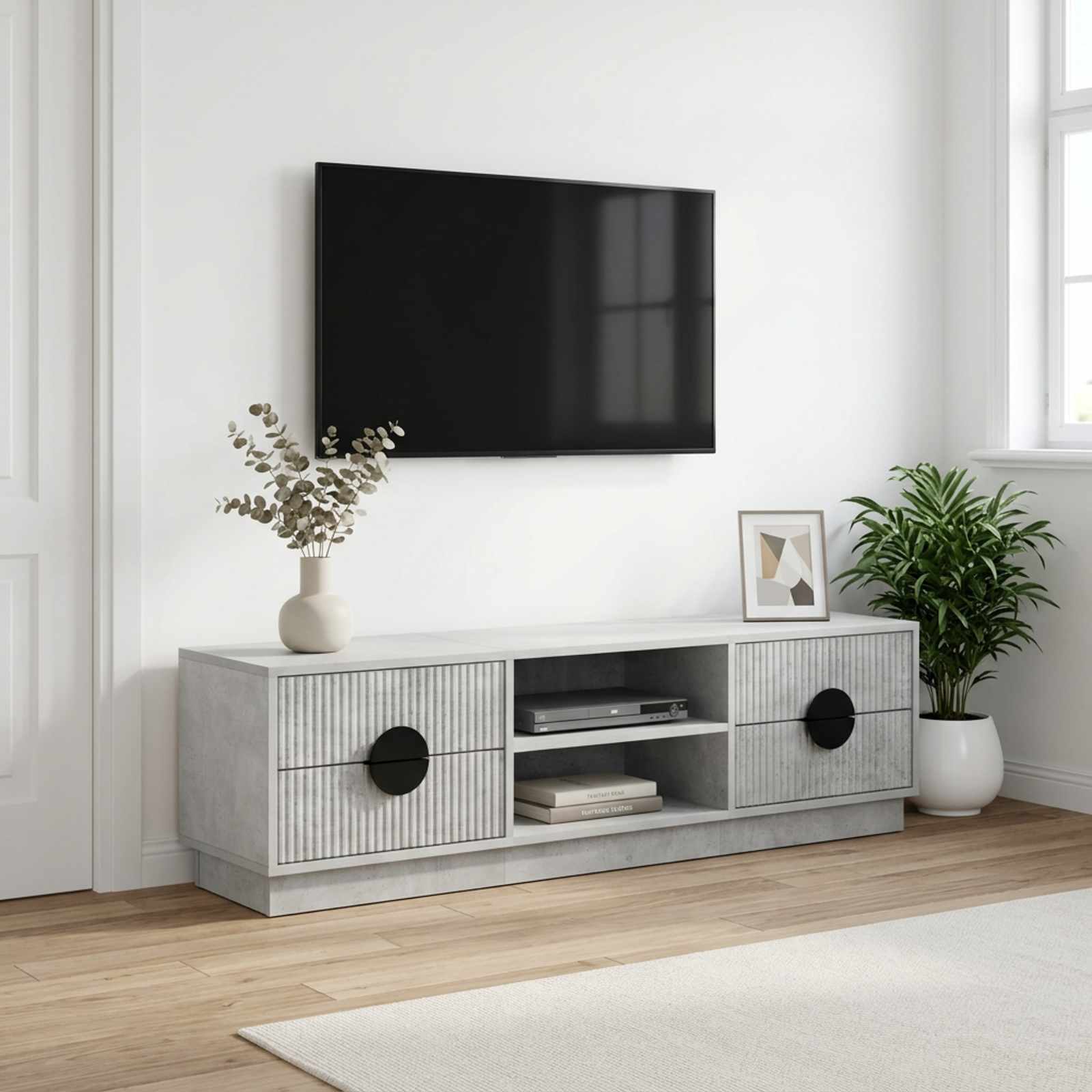TV omarica VENRAY 137,5 x 33 x 40 cm Betonsko siva