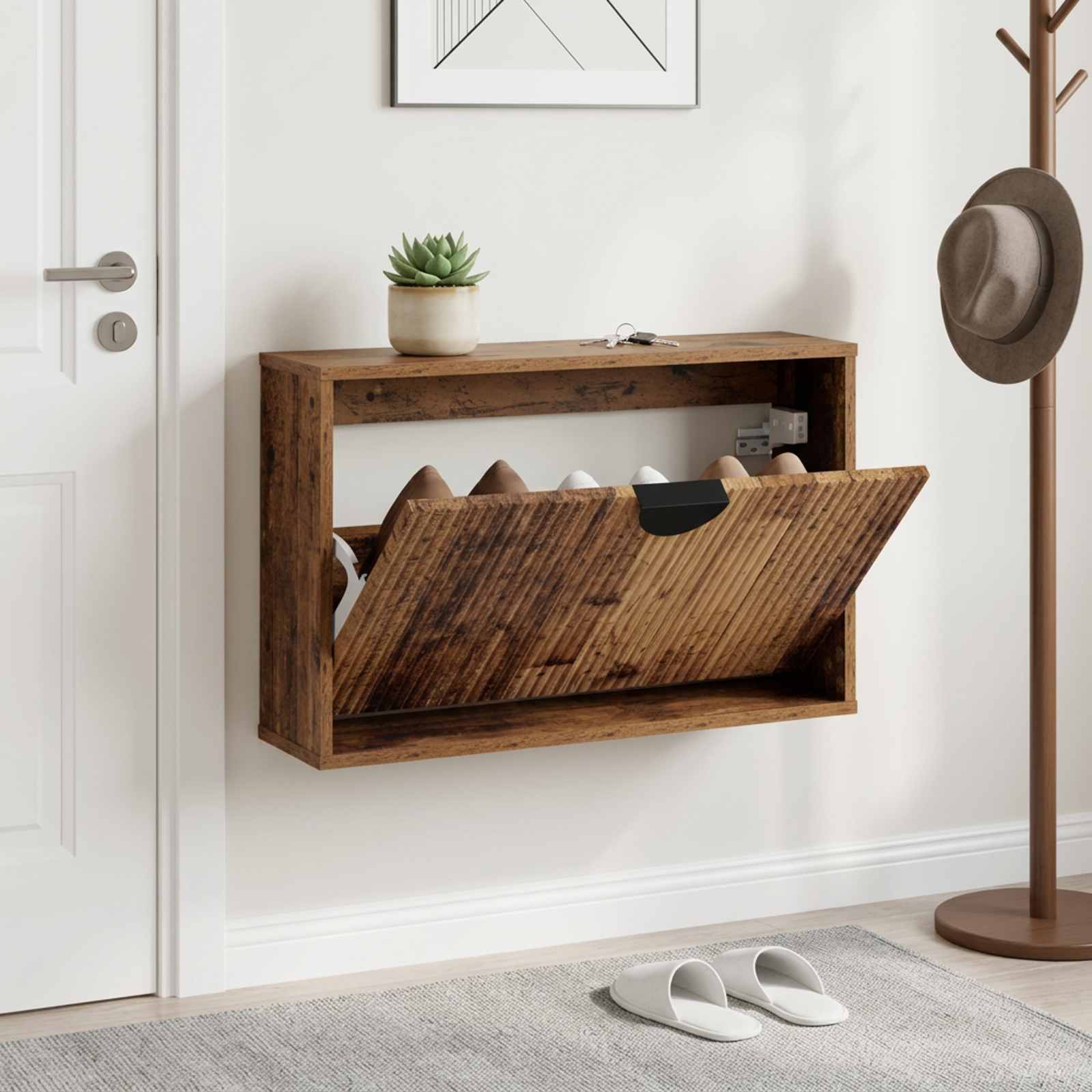 vidaXL Sko skab VENRAY 70 x 17 x 43 cm Konstrueret træ Gammelt træ