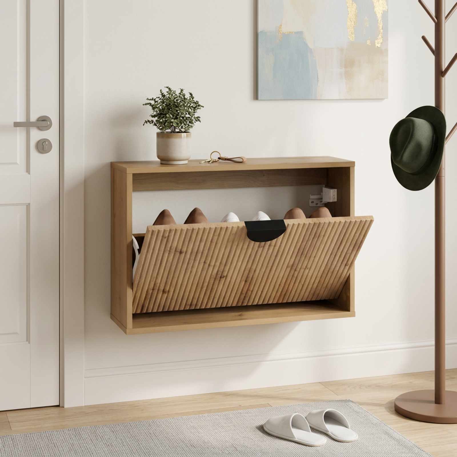 vidaXL Sko skab VENRAY 70 x 17 x 43 cm Konstrueret træ Artisan-eg