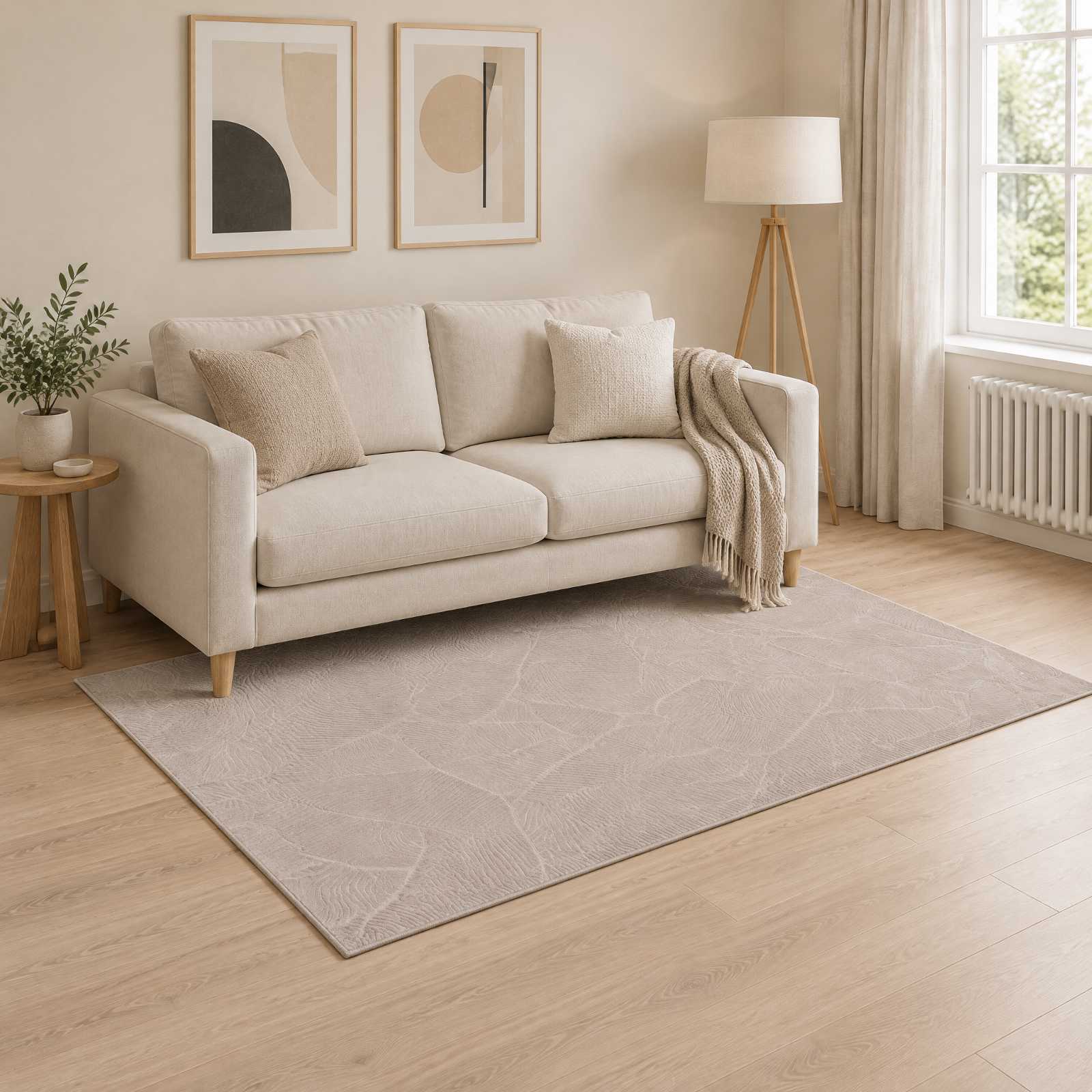 vidaXL Teppe IZA Beige 120 x 170 cm 100% Polyester Kort lugg