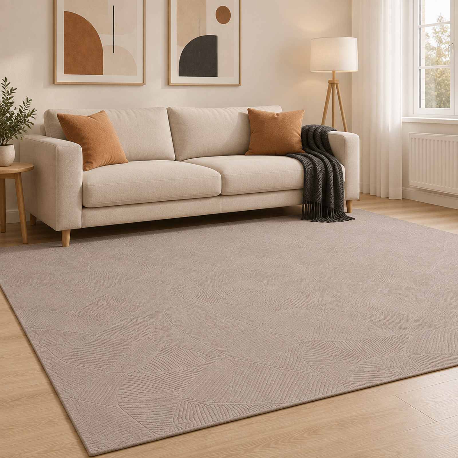 vidaXL Teppe IZA Beige 200 x 280 cm 100% Polyester Kort lugg