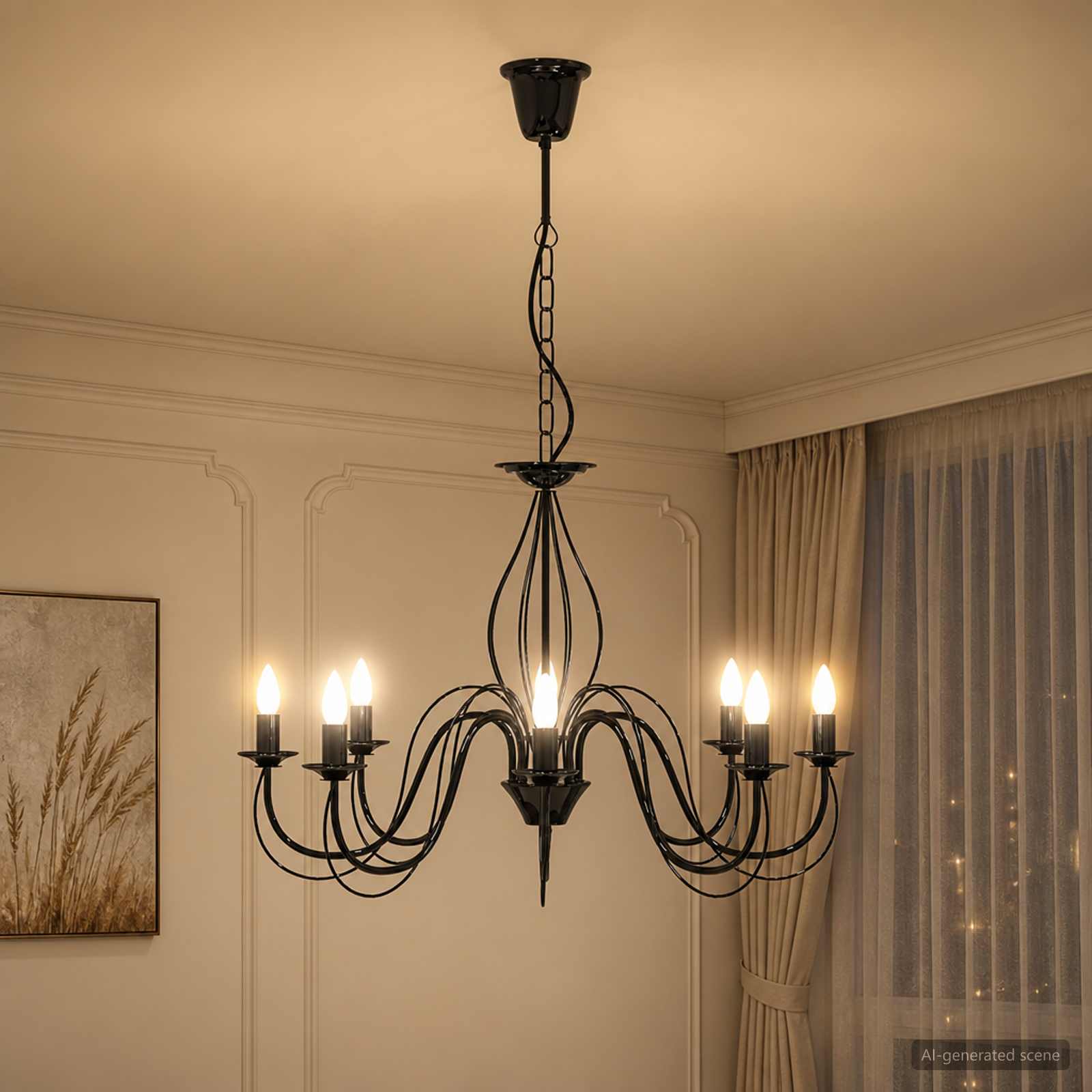 vidaXL Justerbar lysekrone E14 Metal Sort Ø 78 x 101 cm