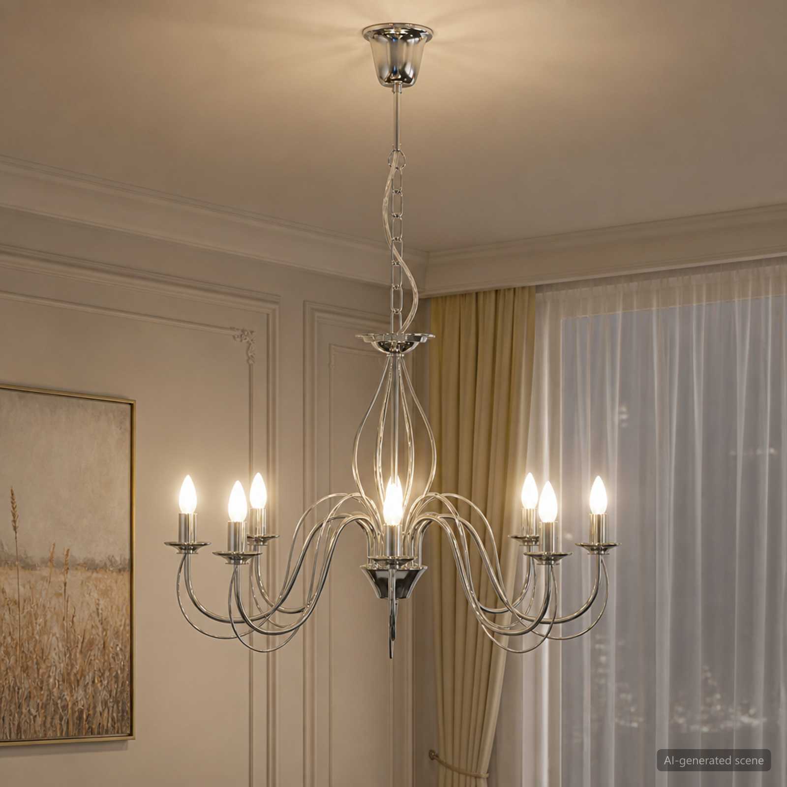 vidaXL Justerbar lysekrone E14 Metal Krom Ø 78 x 101 cm