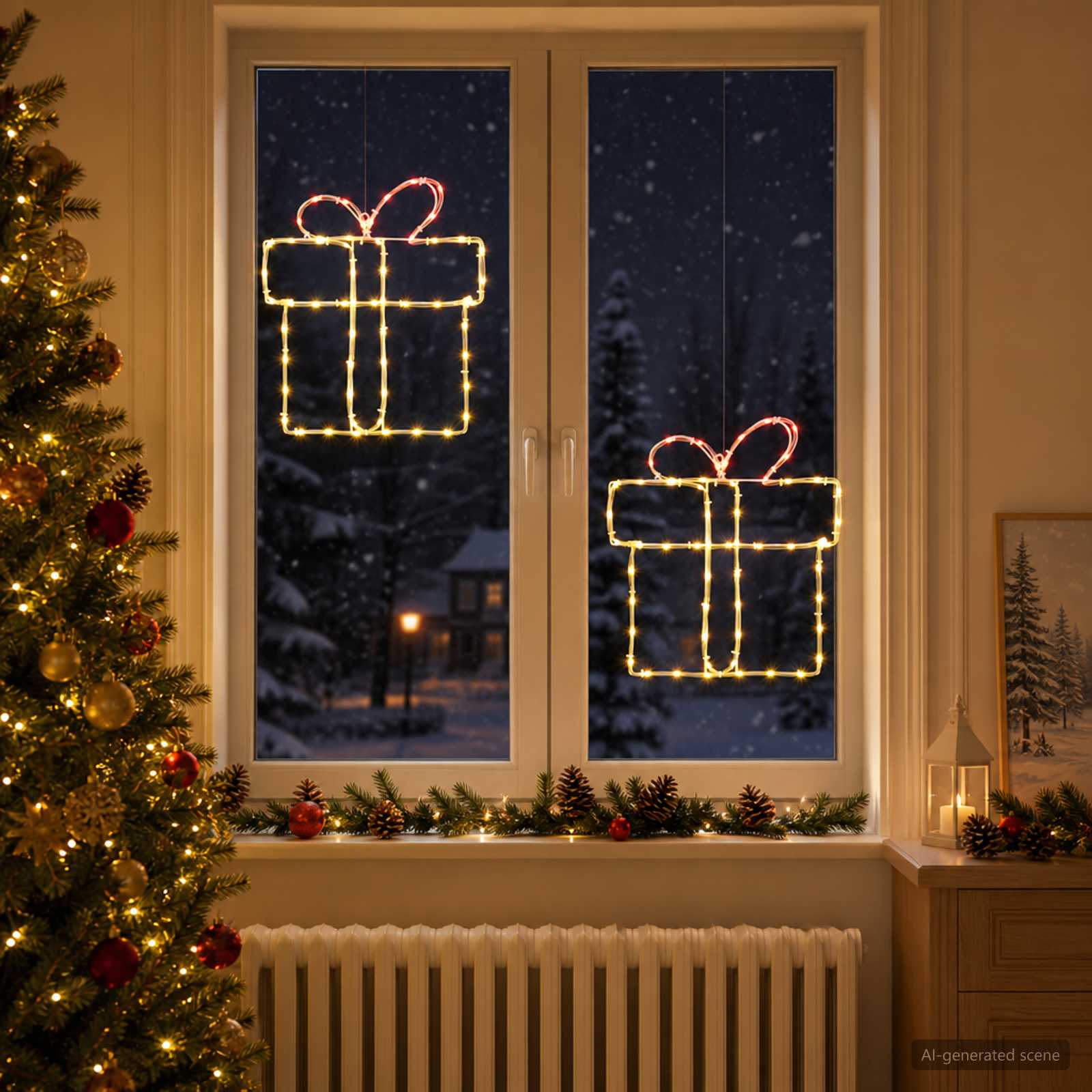 vidaXL Vinduessiluet med julebelysning LOVIISA 2 stk. 160 LED'er