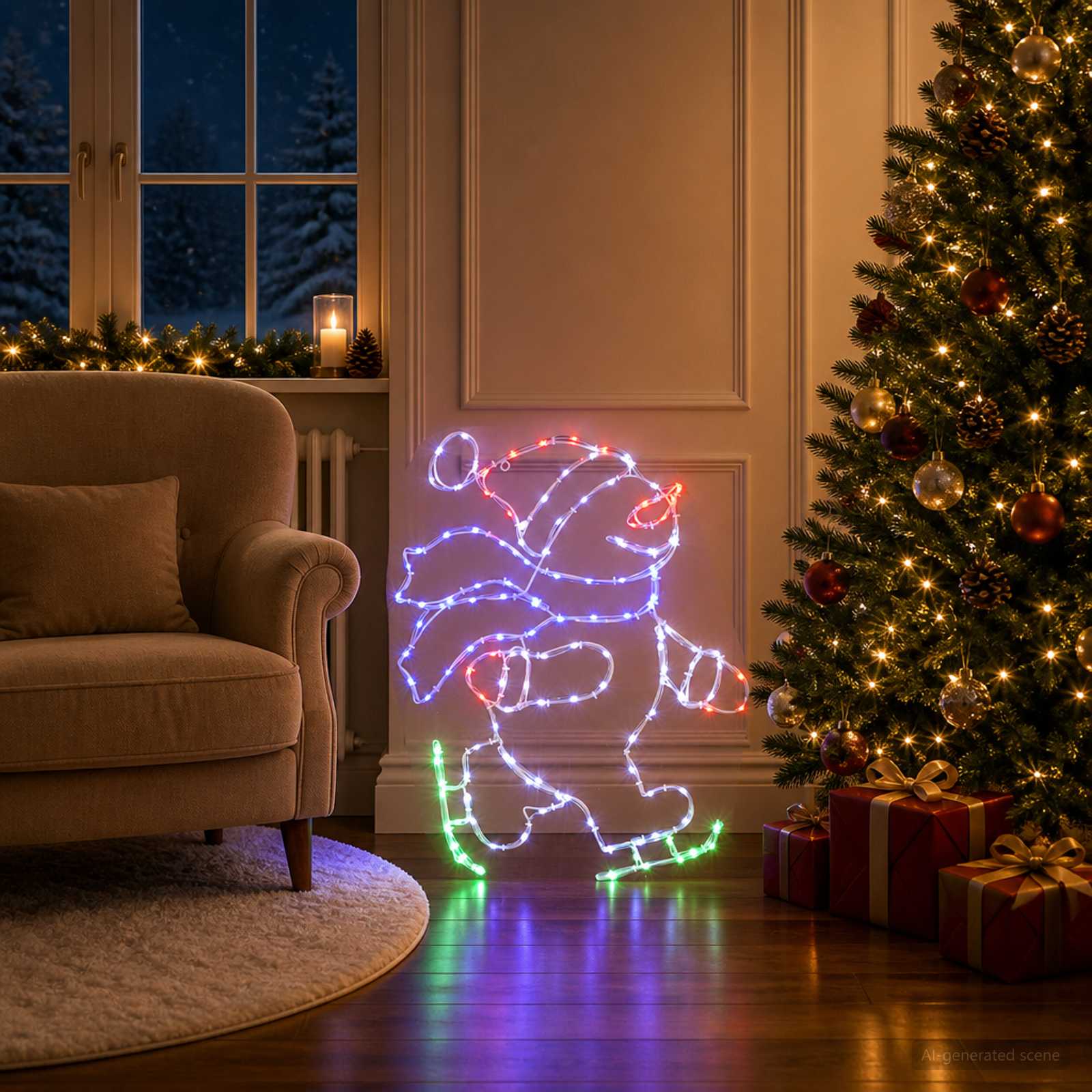 LED figura Božiček na drsalkah LOVIISA 120 LED Večbarvno