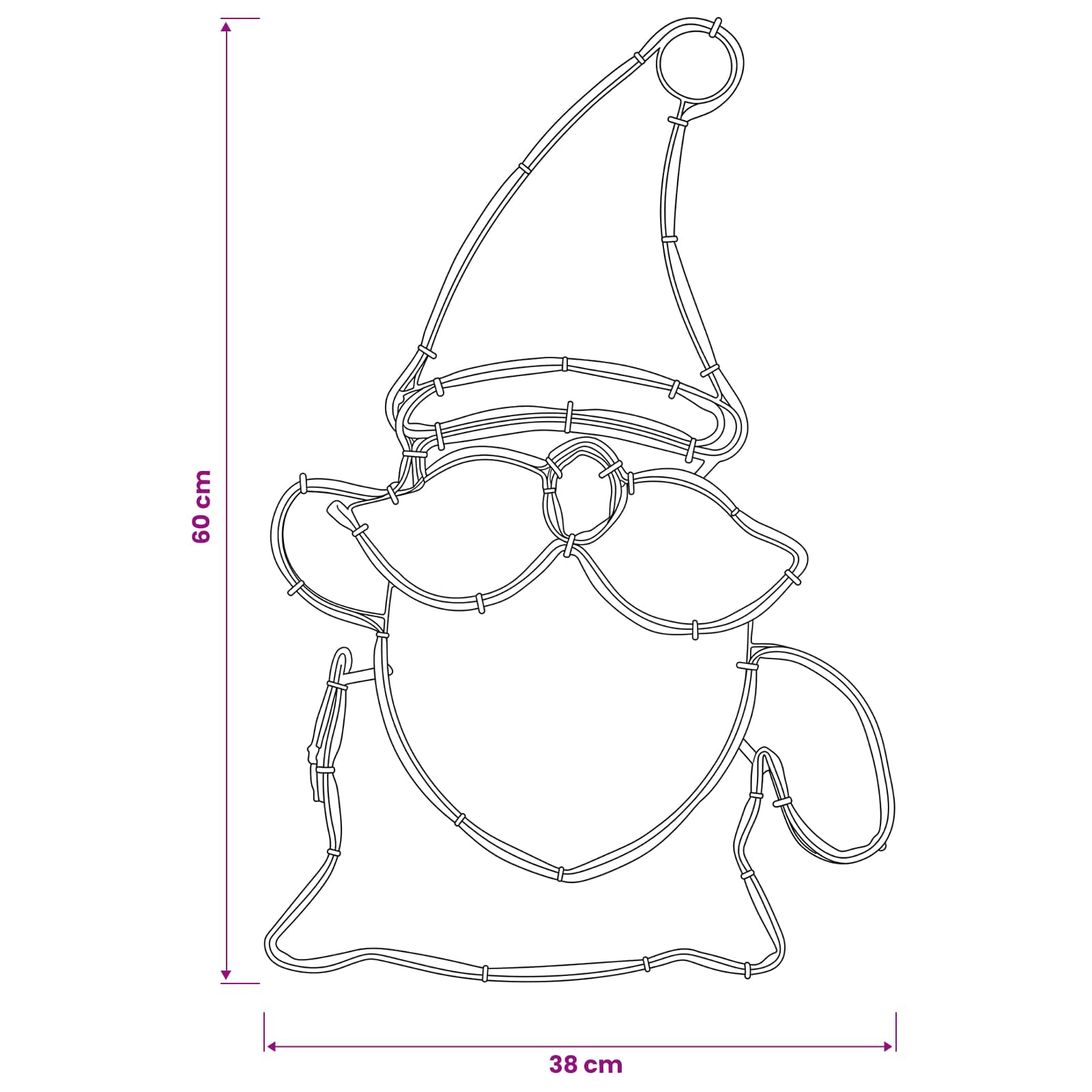 LED Sign Gnome LOVIISA 80 LEDs and size guide