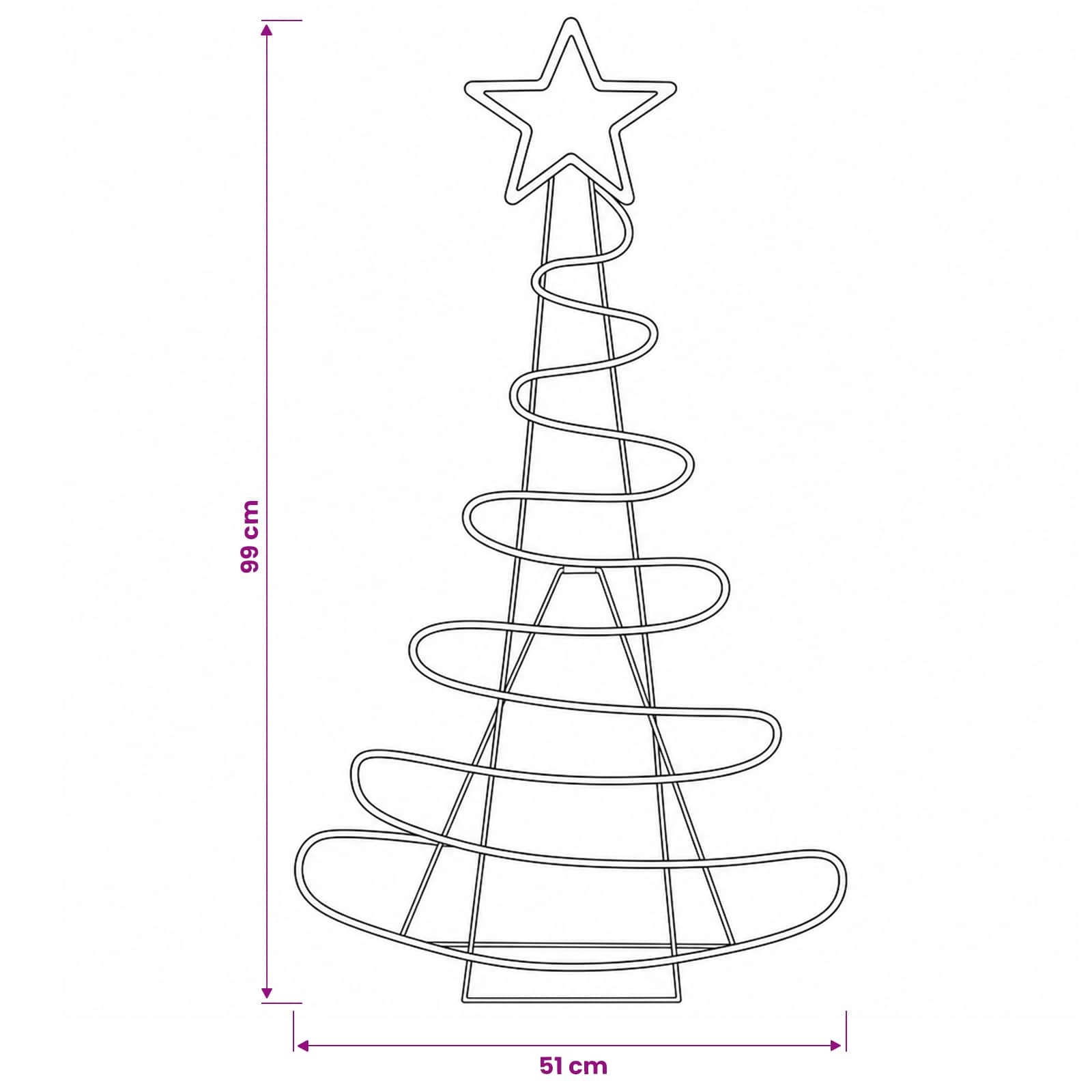 LED Sign Christmas Tree LOVIISA 100 LEDs size guide