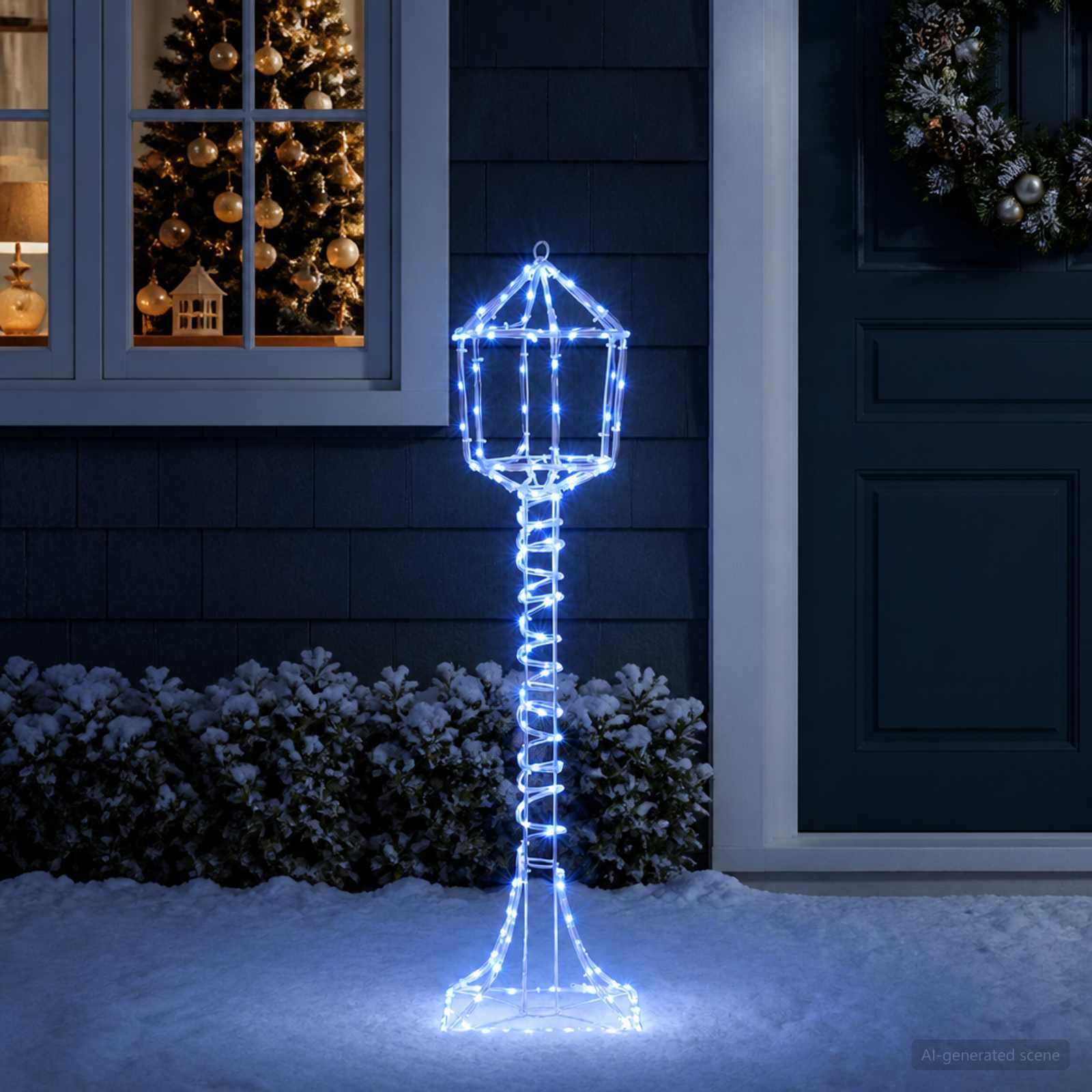 vidaXL LED-kerstlantaarnpaal LOVIISA 160 LED's Blauw 24 x 24 x 102 cm, foto 2