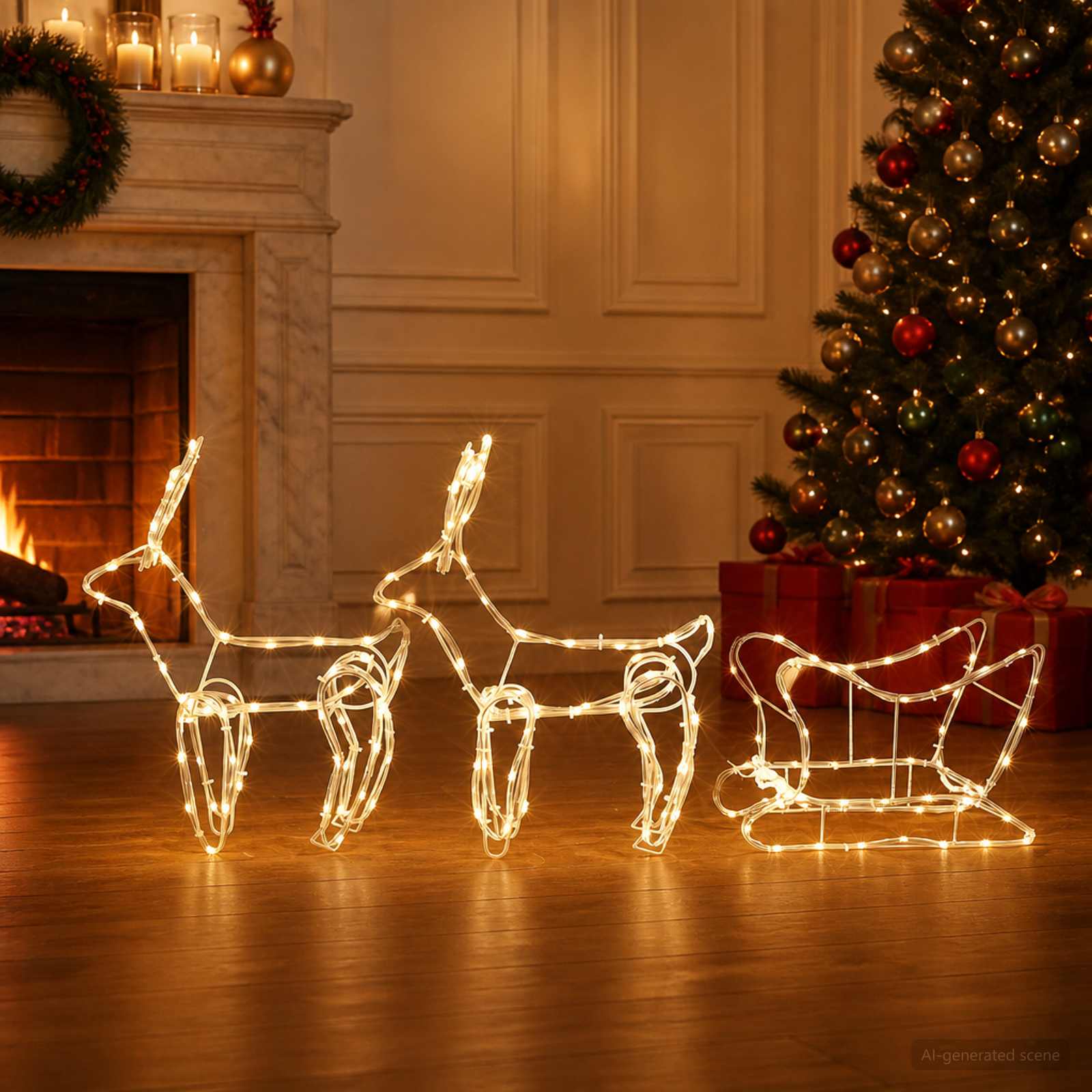 vidaXL Hert en slee kerstdecoratie LOVIISA 240 LED's Warmwit, foto 2