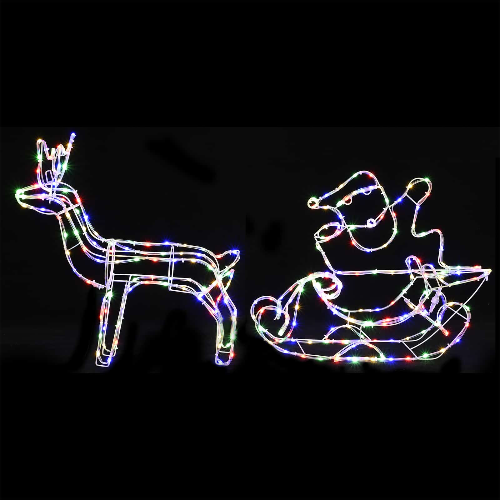 Božična dekoracija jelen s sanmi LOVIISA 320 LED Večbarvno