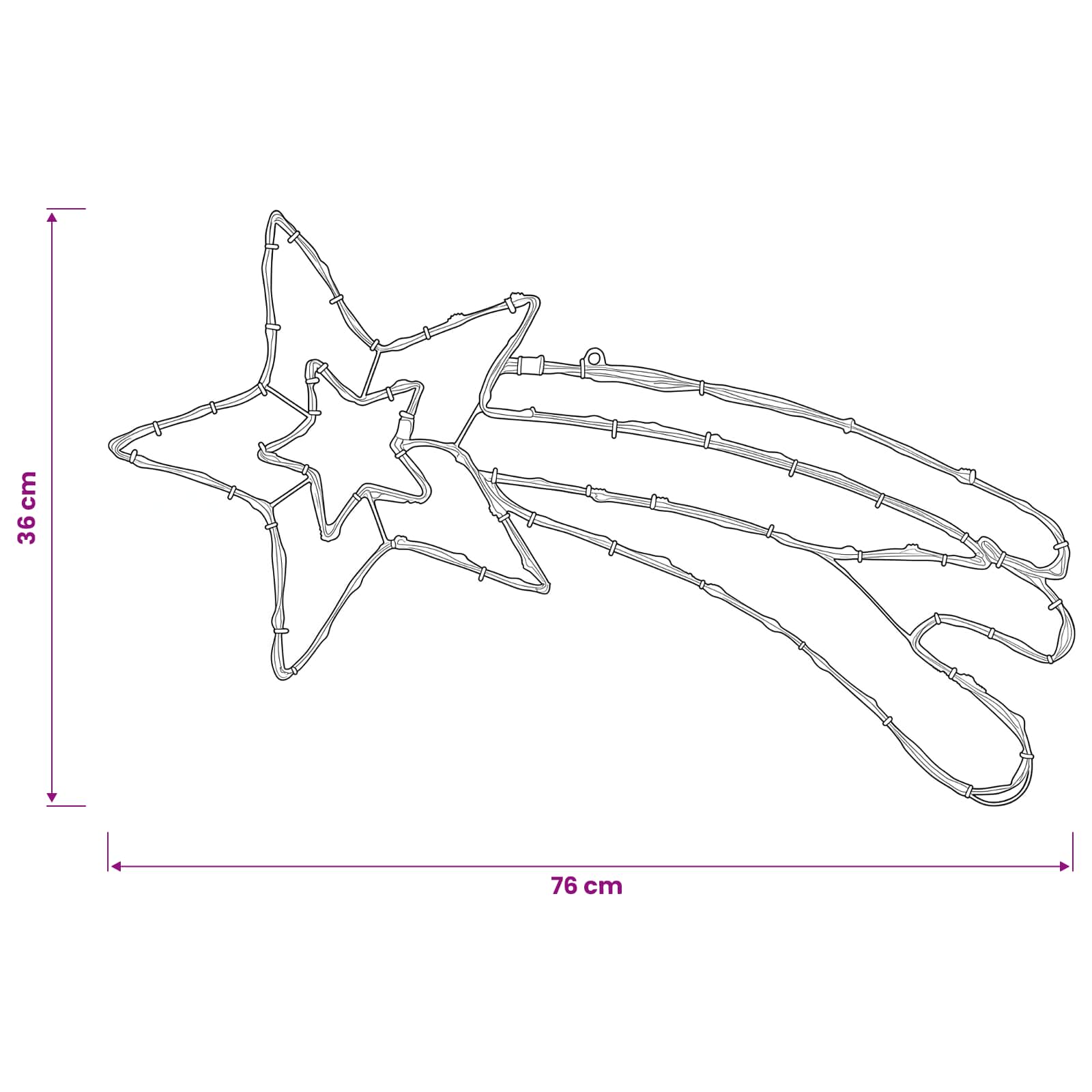 LED Sign Star LOVIISA 80 LEDs size guide