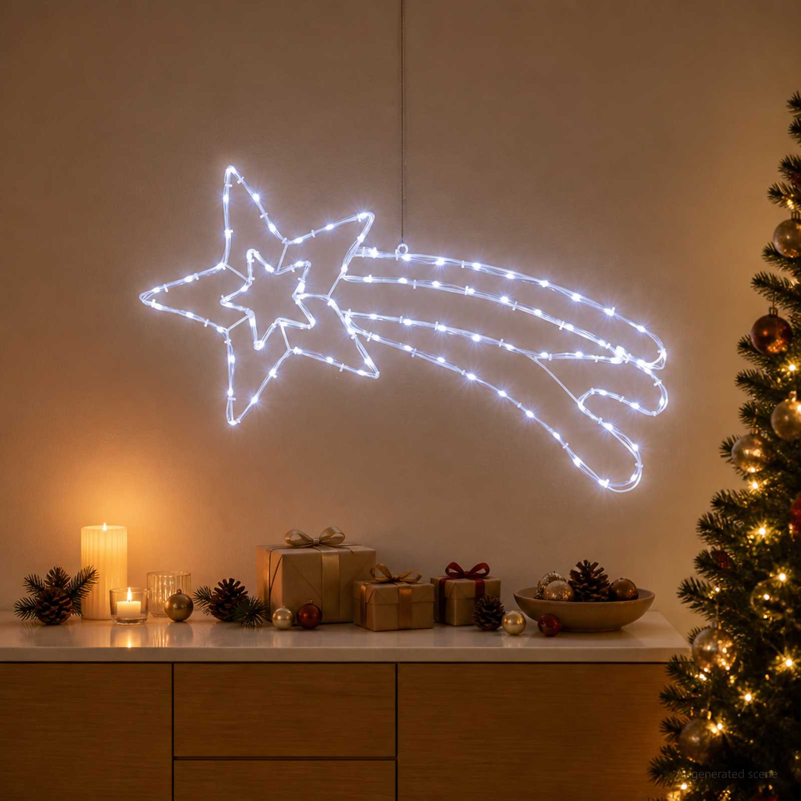 vidaXL Led-ster LOVIISA 80 LED's Koel wit 76 x 36 cm, foto 2