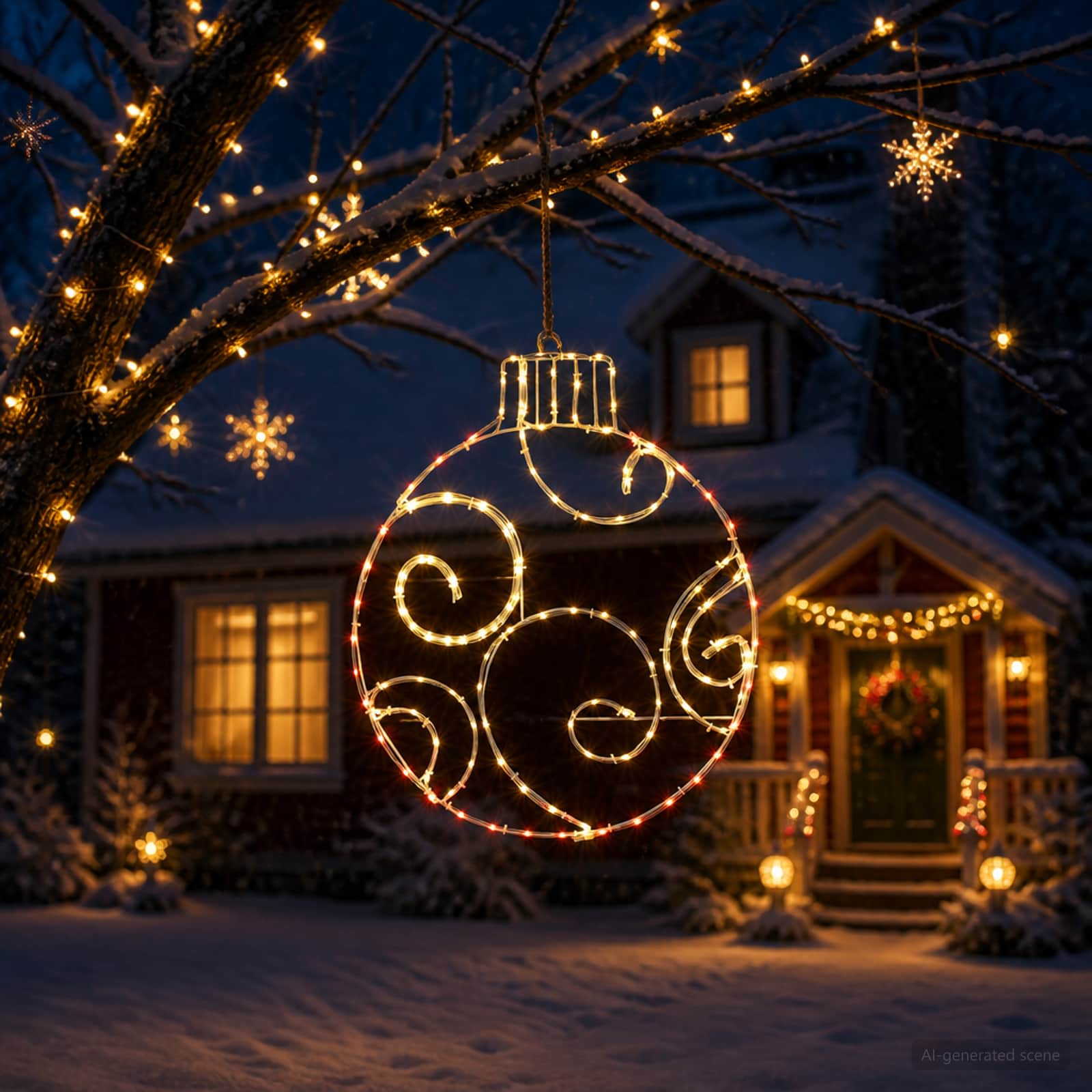 LED božična krogla LOVIISA 160 LED Rdeča 55 x 65 cm