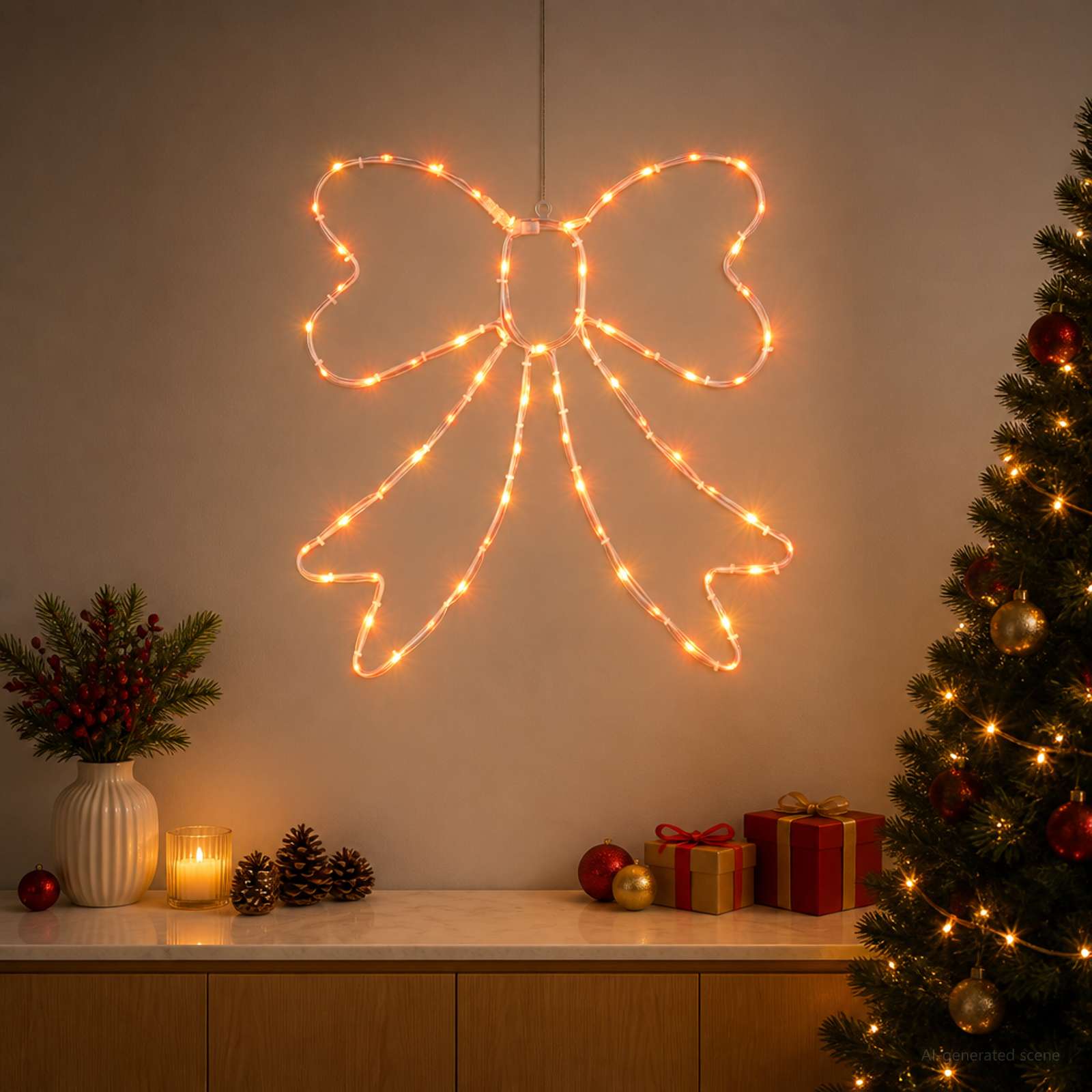 LED svetleča pentlja LOVIISA 70 LED Rdeča 50 x 51 cm