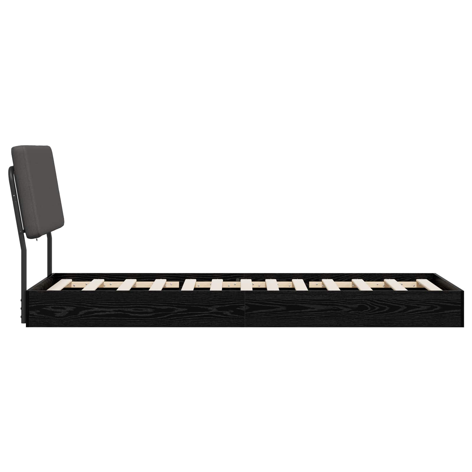 vidaXL Eenpersoonsbed met hoofdbord Zwart eiken 75 x 190 cm, foto 4