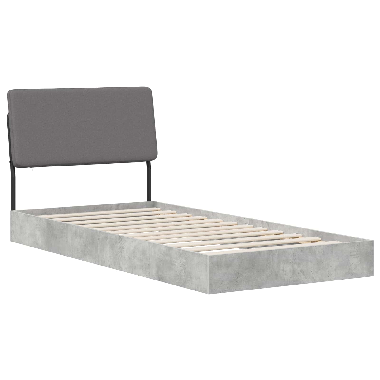 vidaXL Pat de o persoană cu tăblie Gri Beton 75 x 190 cm