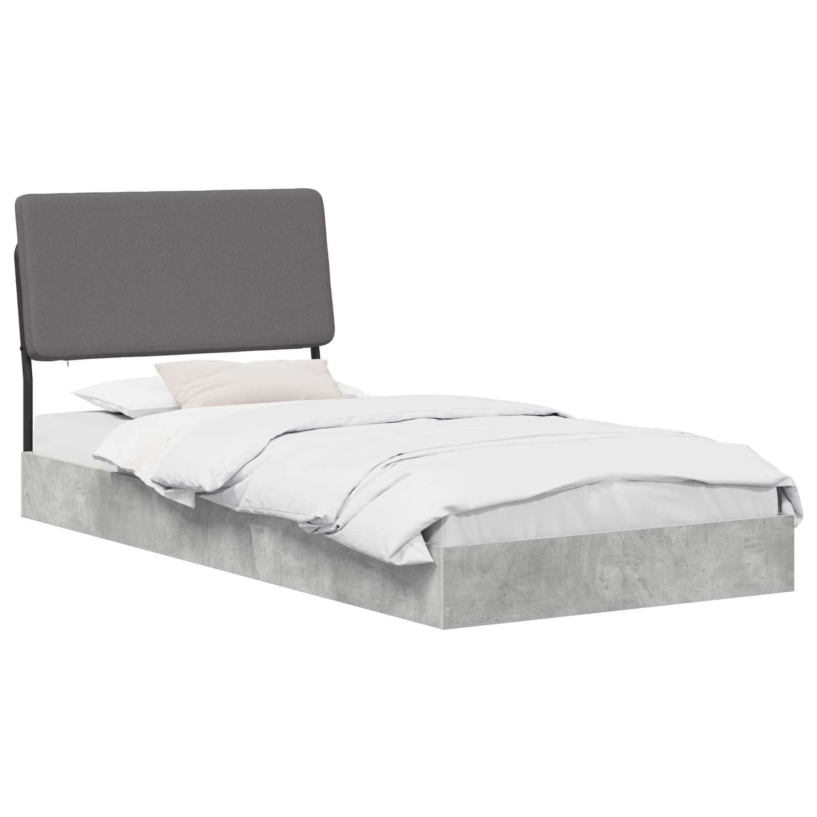 vidaXL Eenpersoonsbed met hoofdbord Betongrijs 75 x 190 cm grijs, foto 2