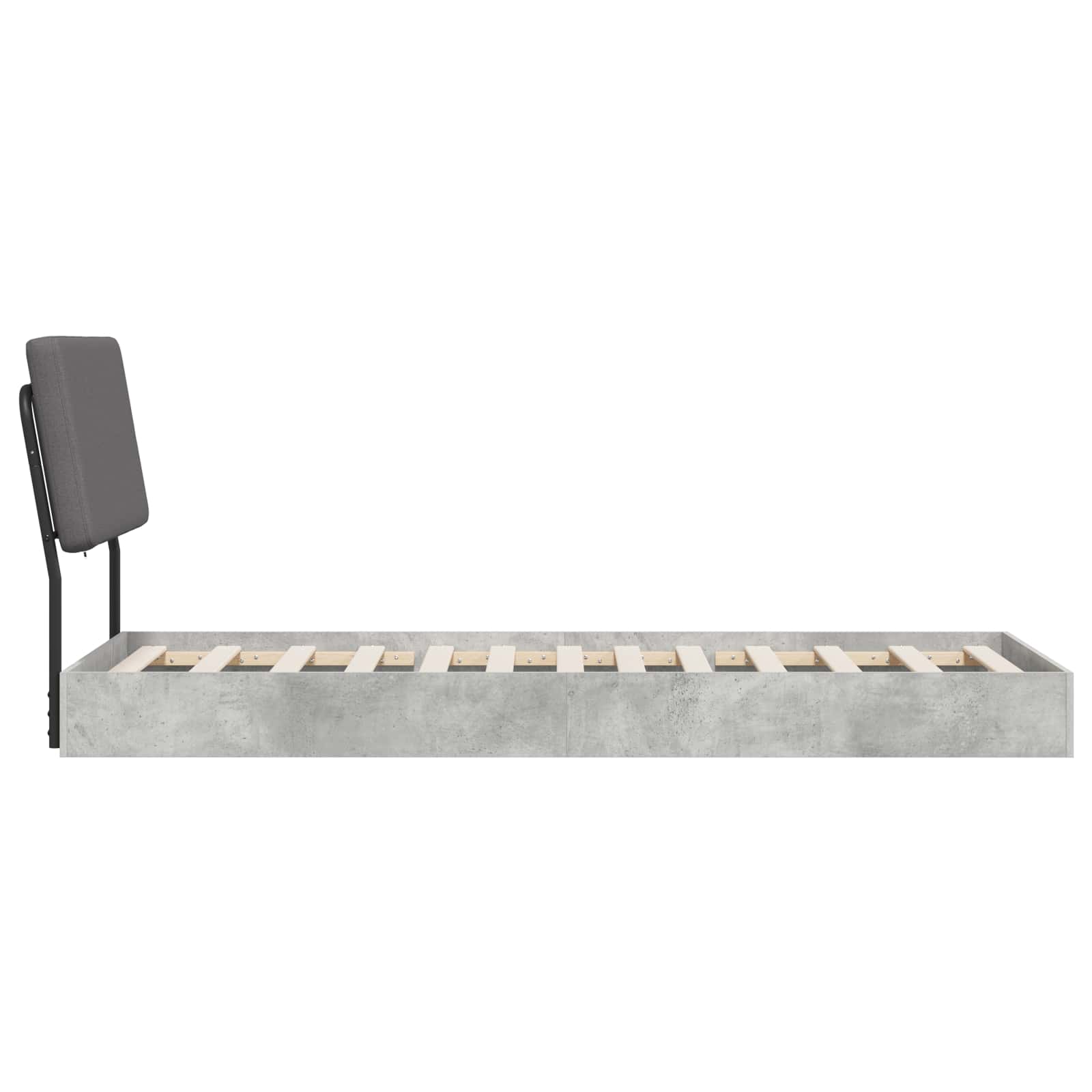 vidaXL Eenpersoonsbed met hoofdbord Betongrijs 75 x 190 cm grijs, foto 4