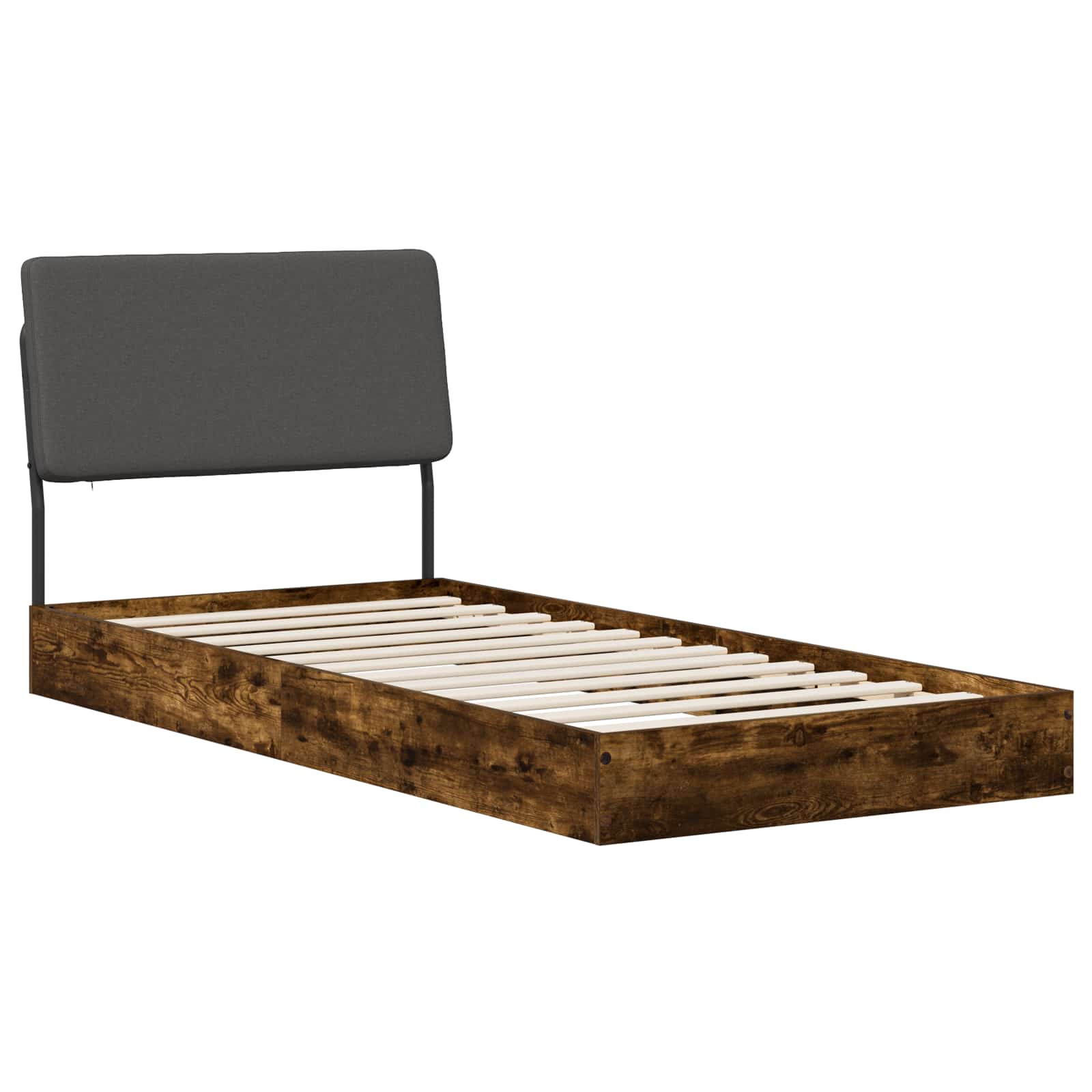 vidaXL Pat de o persoană cu tăblie Stejar fumuriu 75 x 190 cm