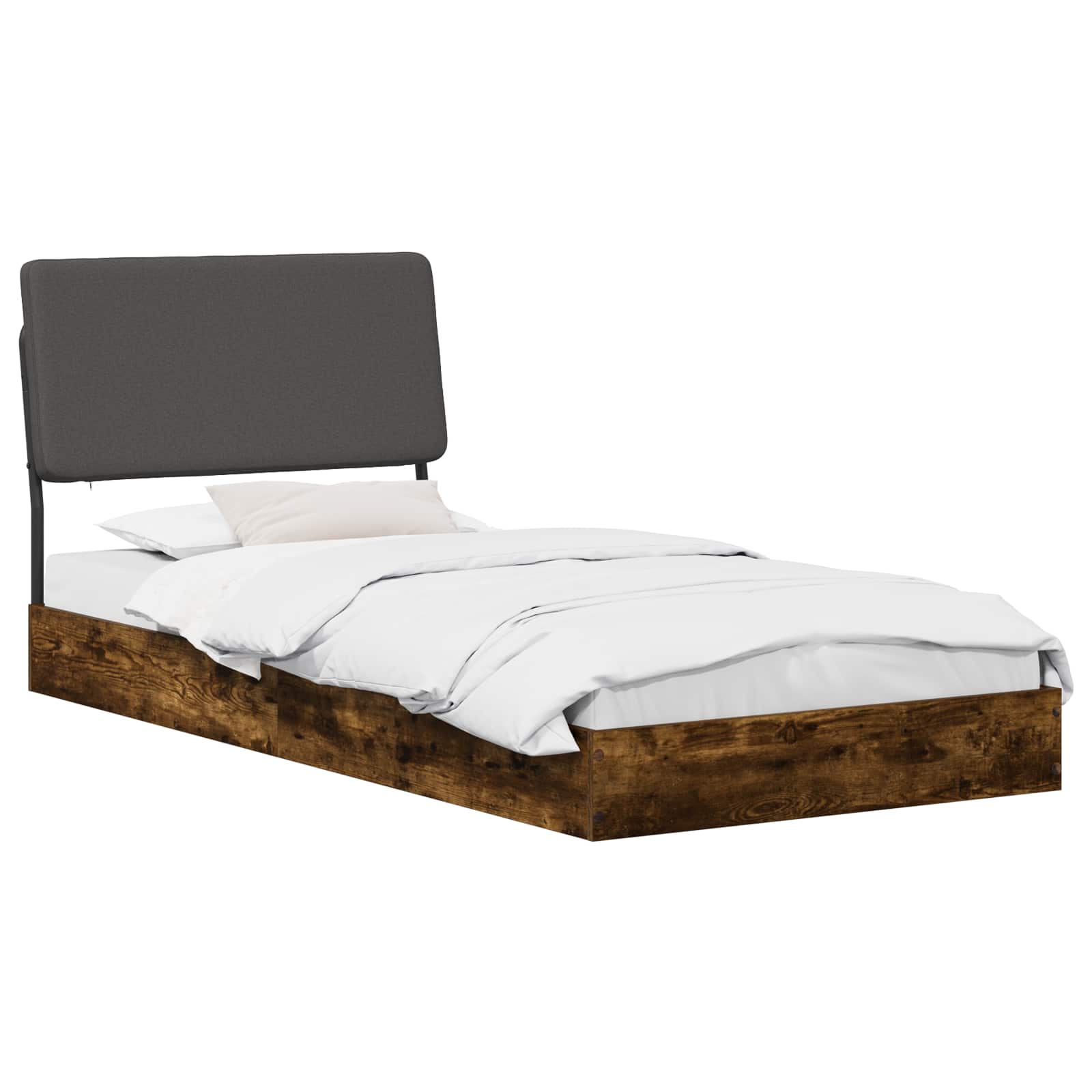 vidaXL Eenpersoonsbed met hoofdbord Gerookt eiken 75 x 190 cm, foto 2