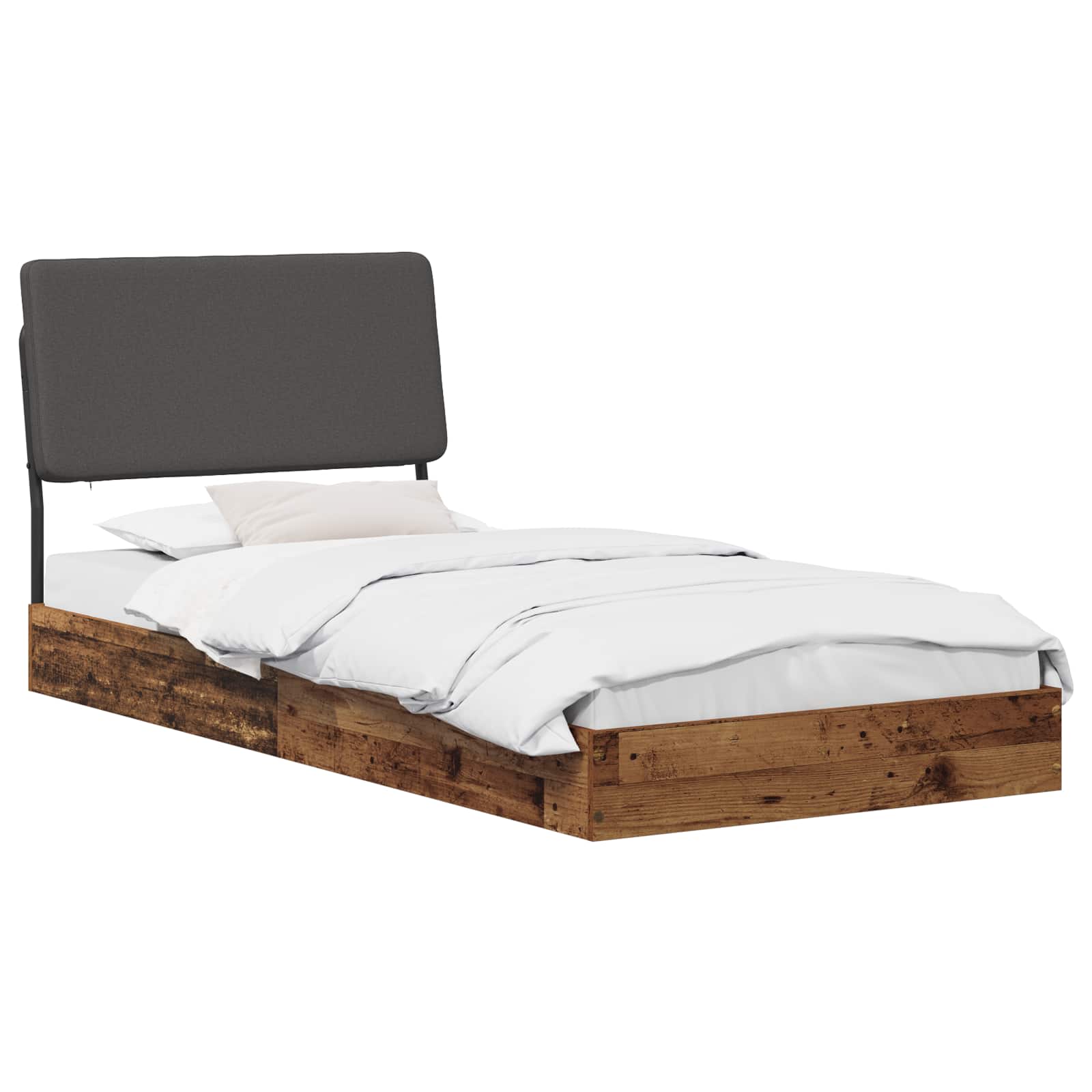 vidaXL Eenpersoonsbed met hoofdbord Eikenhout 75 x 190 cm Bewerkt hout, foto 2