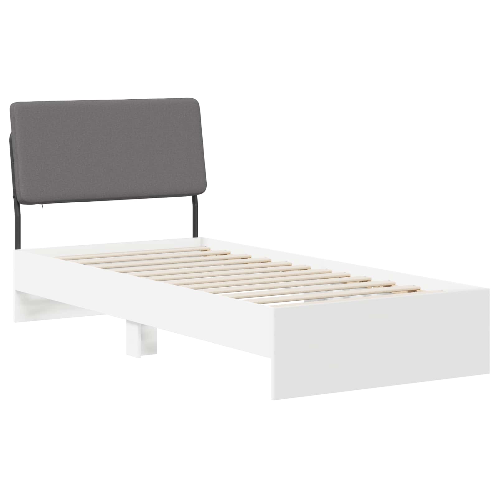 vidaXL Pat de o persoană cu tăblie Alb și gri deschis 75 x 190 cm
