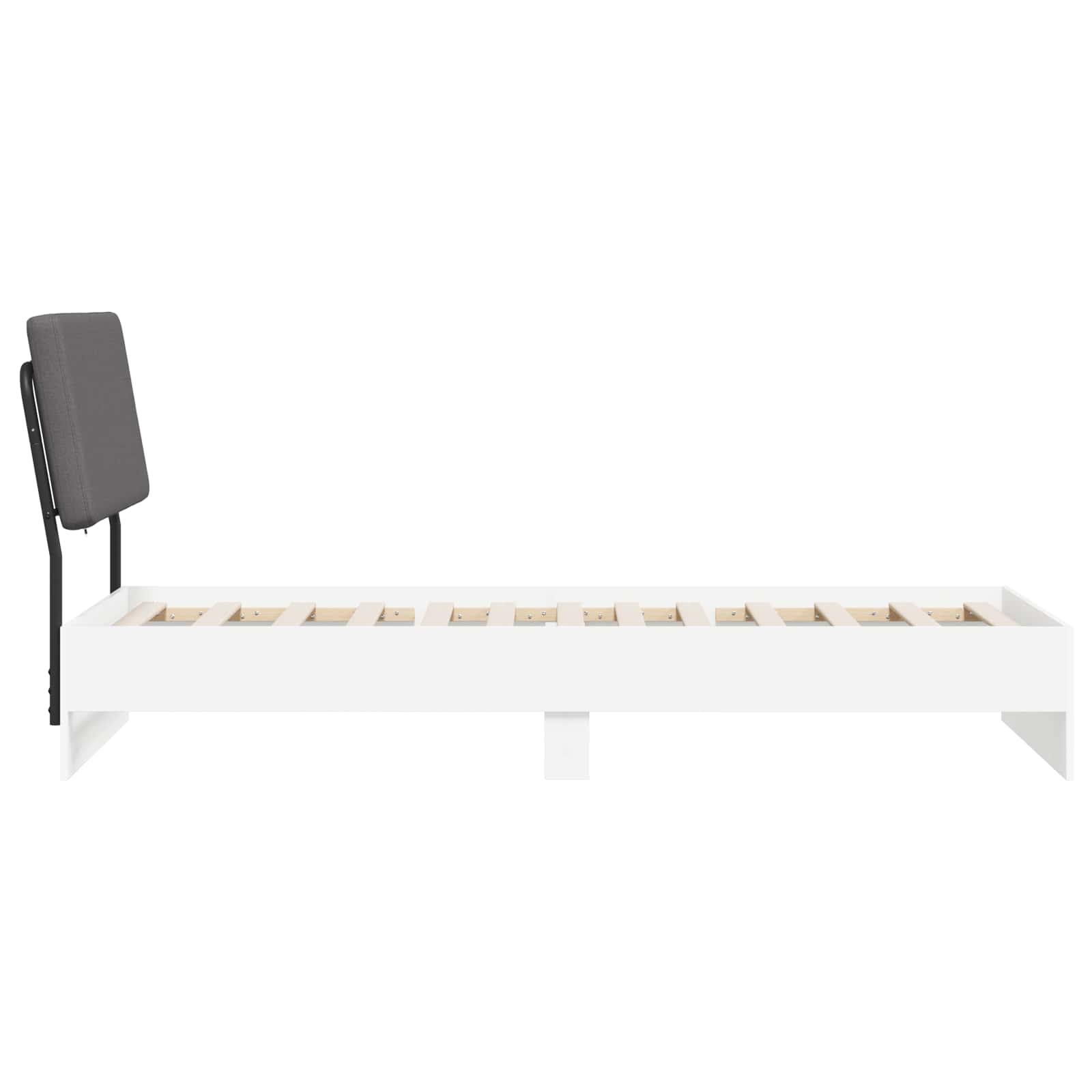 vidaXL Eenpersoonsbed met hoofdbord Wit en Lichtgrijs 75 x 190 cm, foto 4