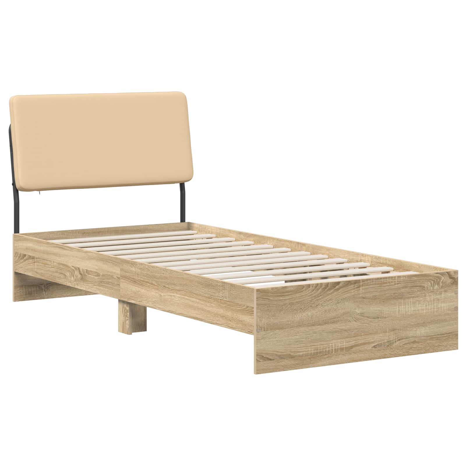 vidaXL Pat de o persoană cu tăblie Stejar Sonoma și crem 75 x 190 cm