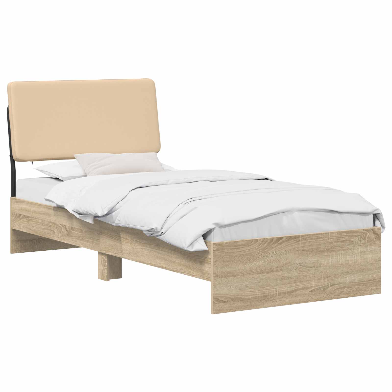 vidaXL Eenpersoonsbed met hoofdbord Sonoma eiken en crème 75 x 190 cm, foto 2