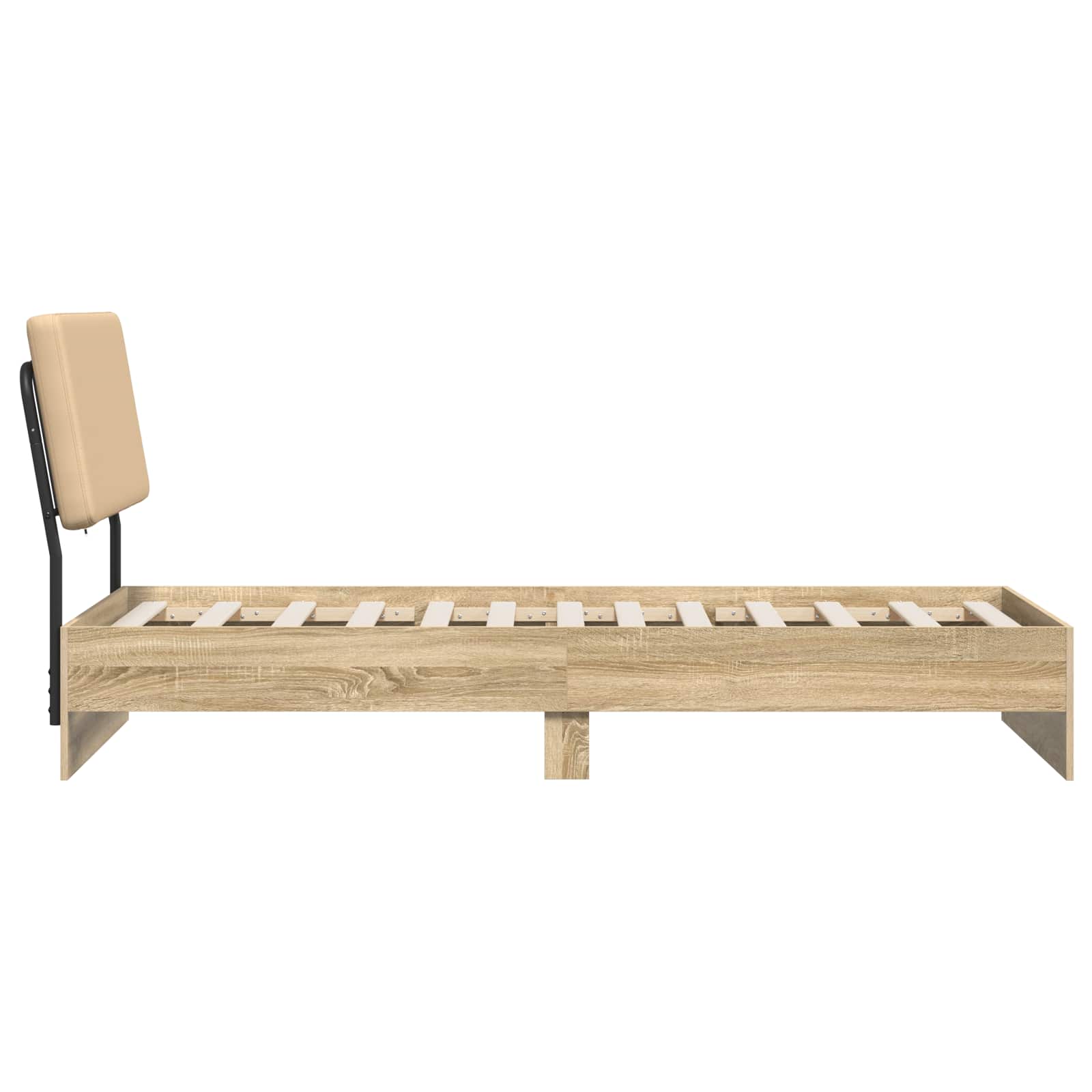 vidaXL Eenpersoonsbed met hoofdbord Sonoma eiken en crème 75 x 190 cm, foto 4