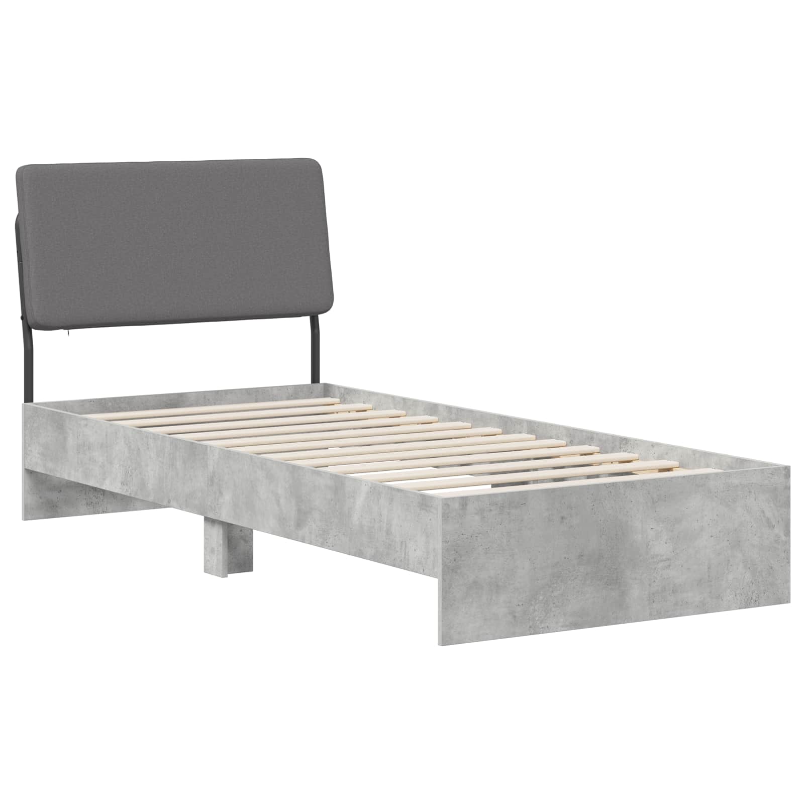 vidaXL Pat de o persoană cu tăblie Gri beton și gri deschis