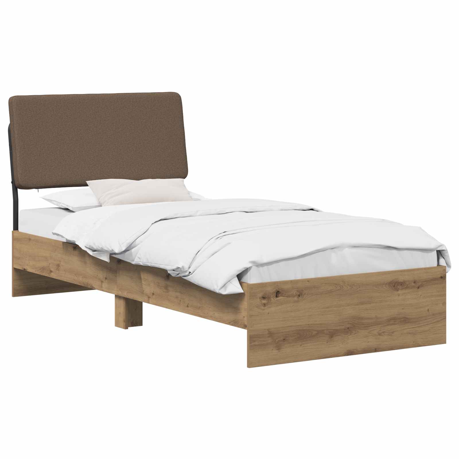 vidaXL Eenpersoonsbed met hoofdbord Artisan eiken en taupe 75 x 190 cm, foto 2