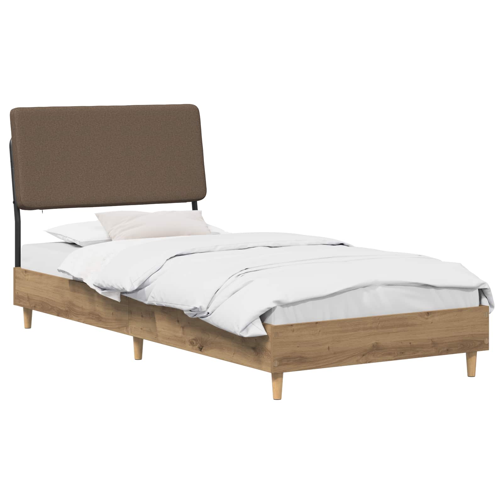 vidaXL Eenpersoonsbed met hoofdbord Artisan eiken en taupe, foto 2