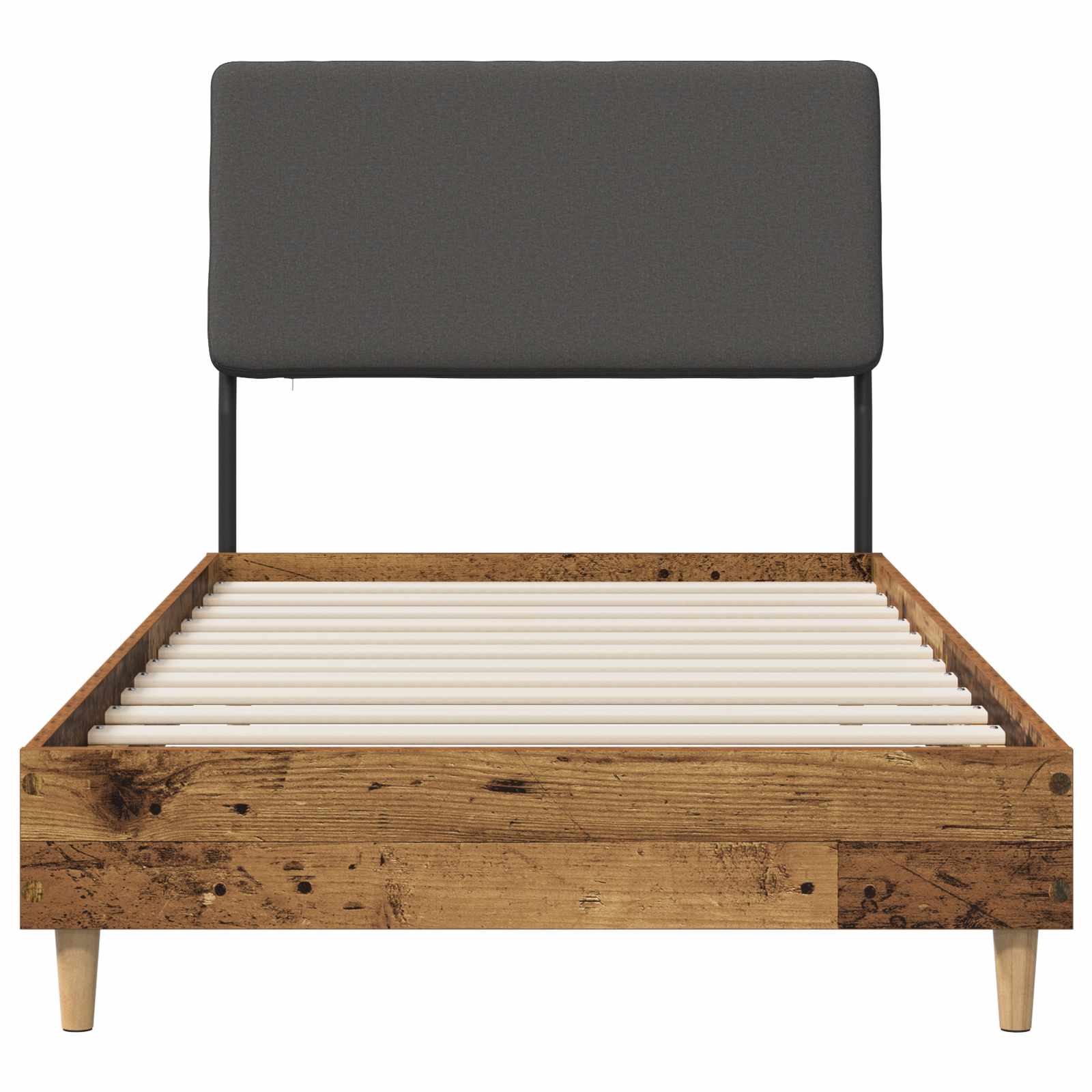 vidaXL Eenpersoonsbed met hoofdbord Oud hout en donkergrijs, foto 3
