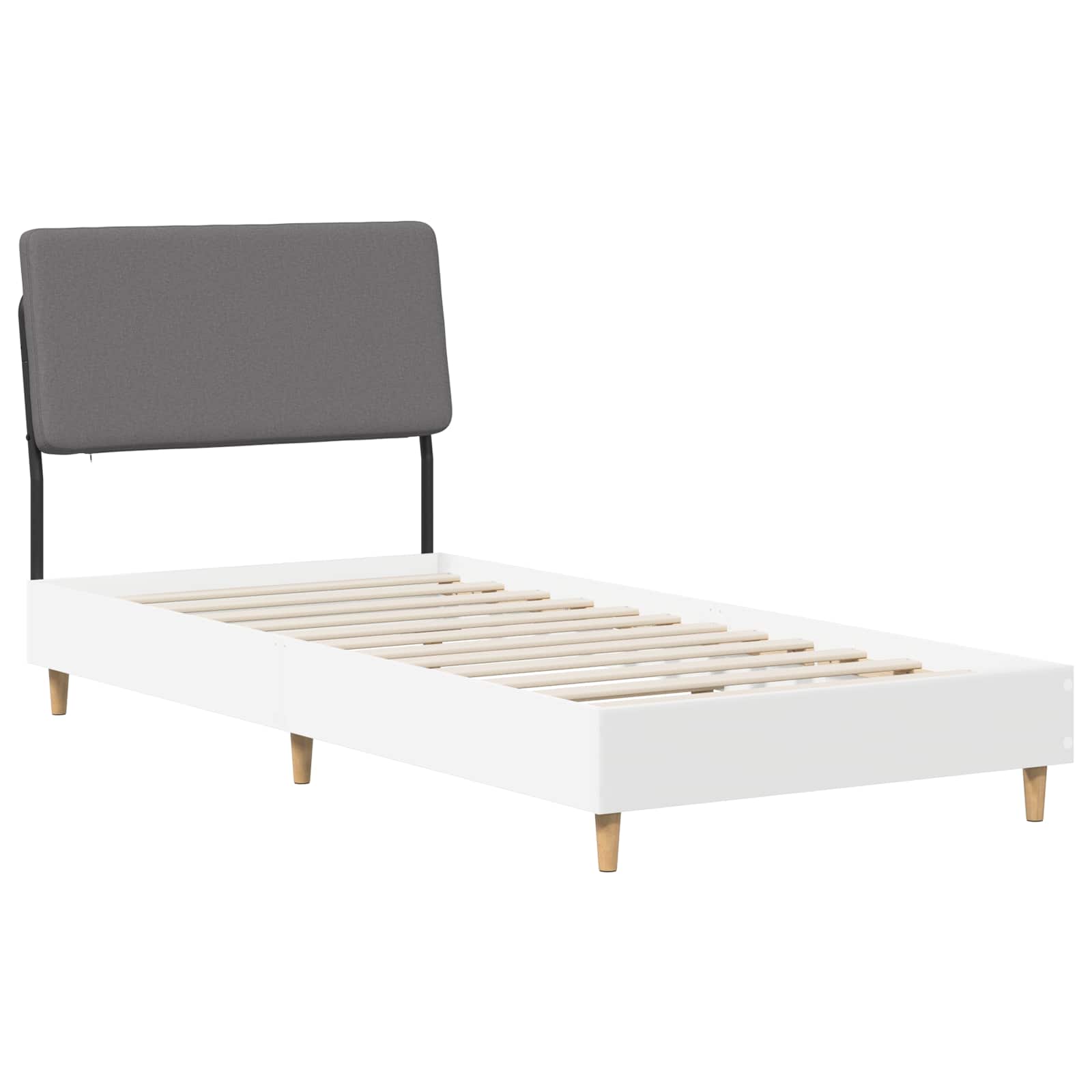 vidaXL Pat de o persoană cu tăblie Alb și gri deschis 75 x 190 cm